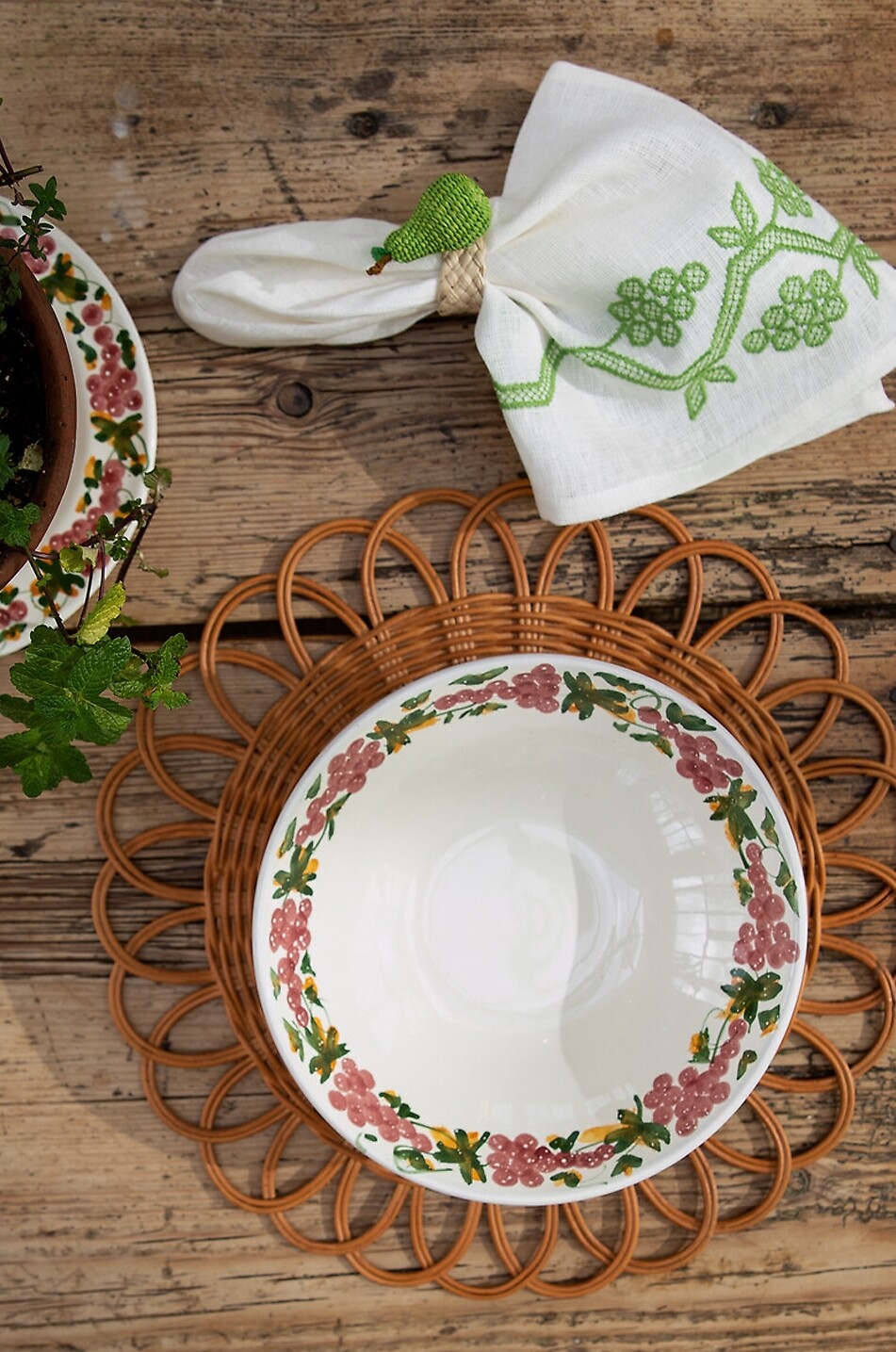 SHARLAND ENGLAND Runder Tischset aus Rattan Rattan Haus BRAUN 4