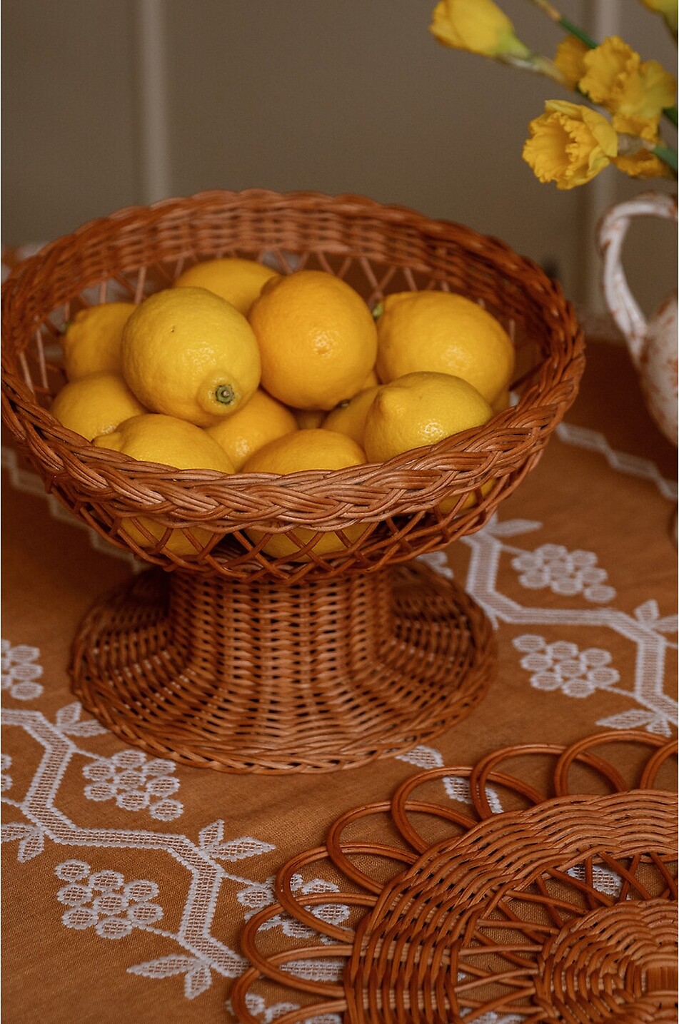 SHARLAND ENGLAND Corbeille à fruits arrondie en rotin Peche Maison MARRON 3