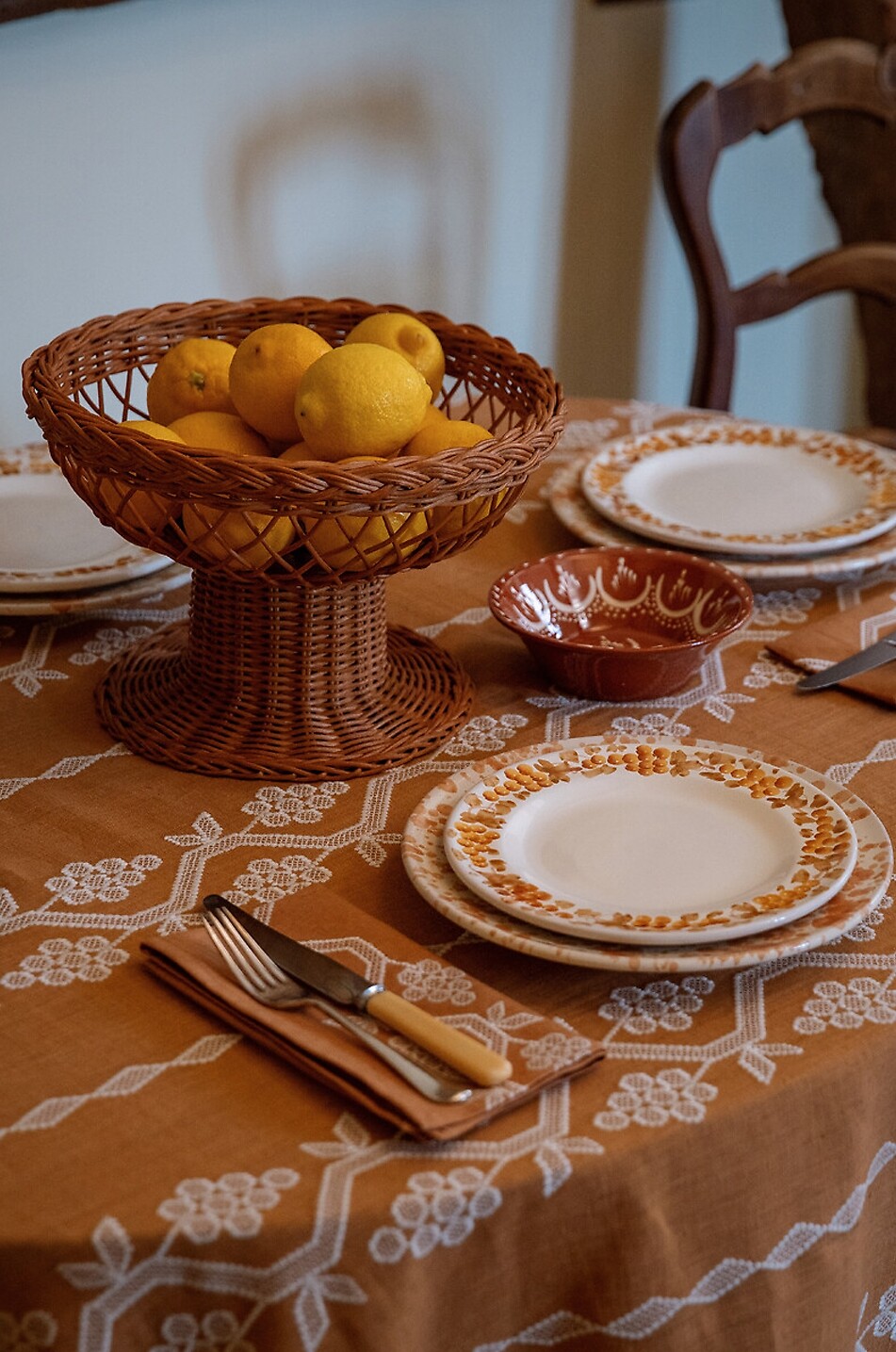 SHARLAND ENGLAND Corbeille à fruits arrondie en rotin Peche Maison MARRON 4