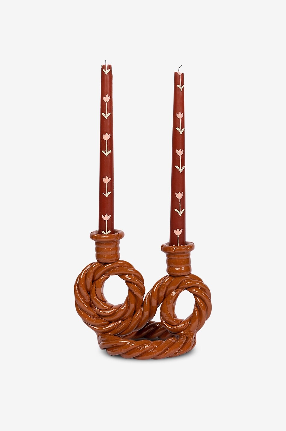 SHARLAND ENGLAND Bougeoir en argile pour chandelles Tallitha Maison MARRON 1