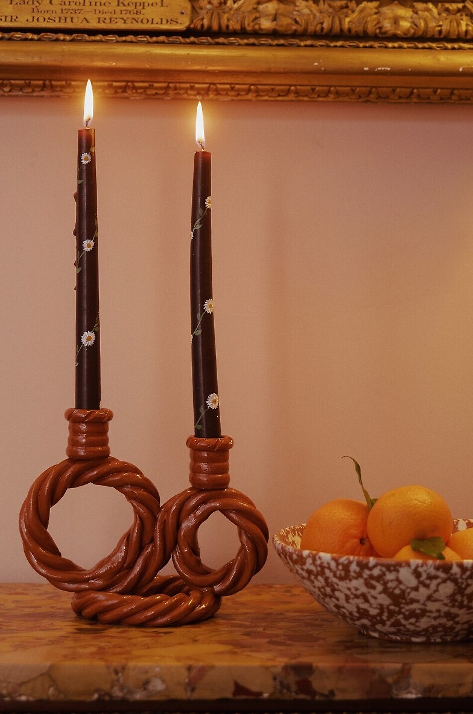 SHARLAND ENGLAND Bougeoir en argile pour chandelles Tallitha Maison MARRON 2