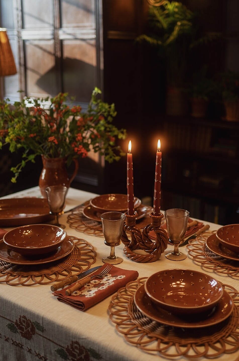 SHARLAND ENGLAND Bougeoir en argile pour chandelles Tallitha Maison MARRON 3