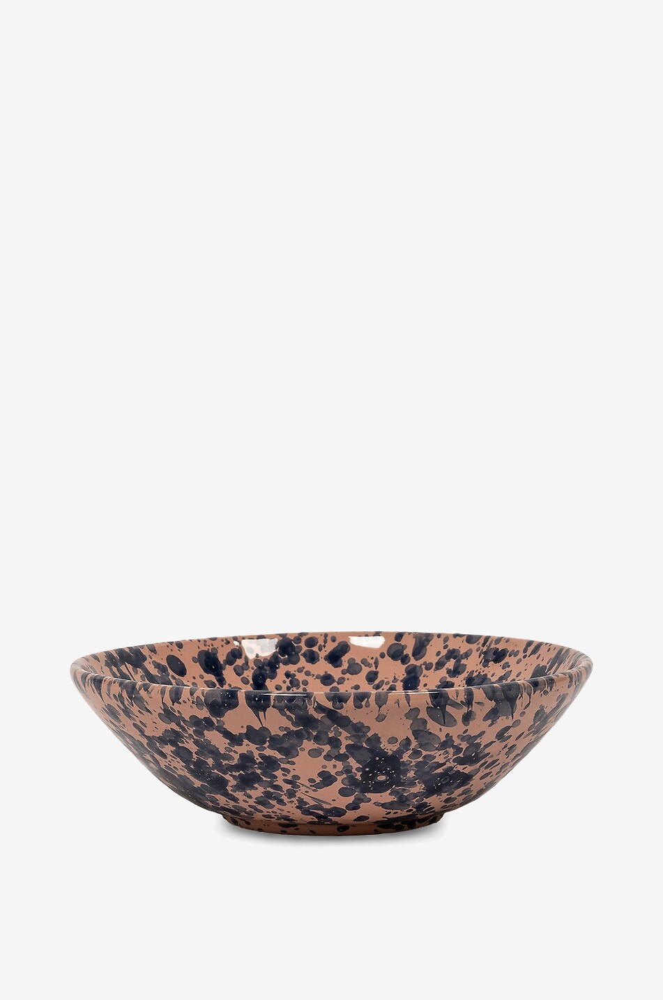 Splatter speckled clay round soup plate