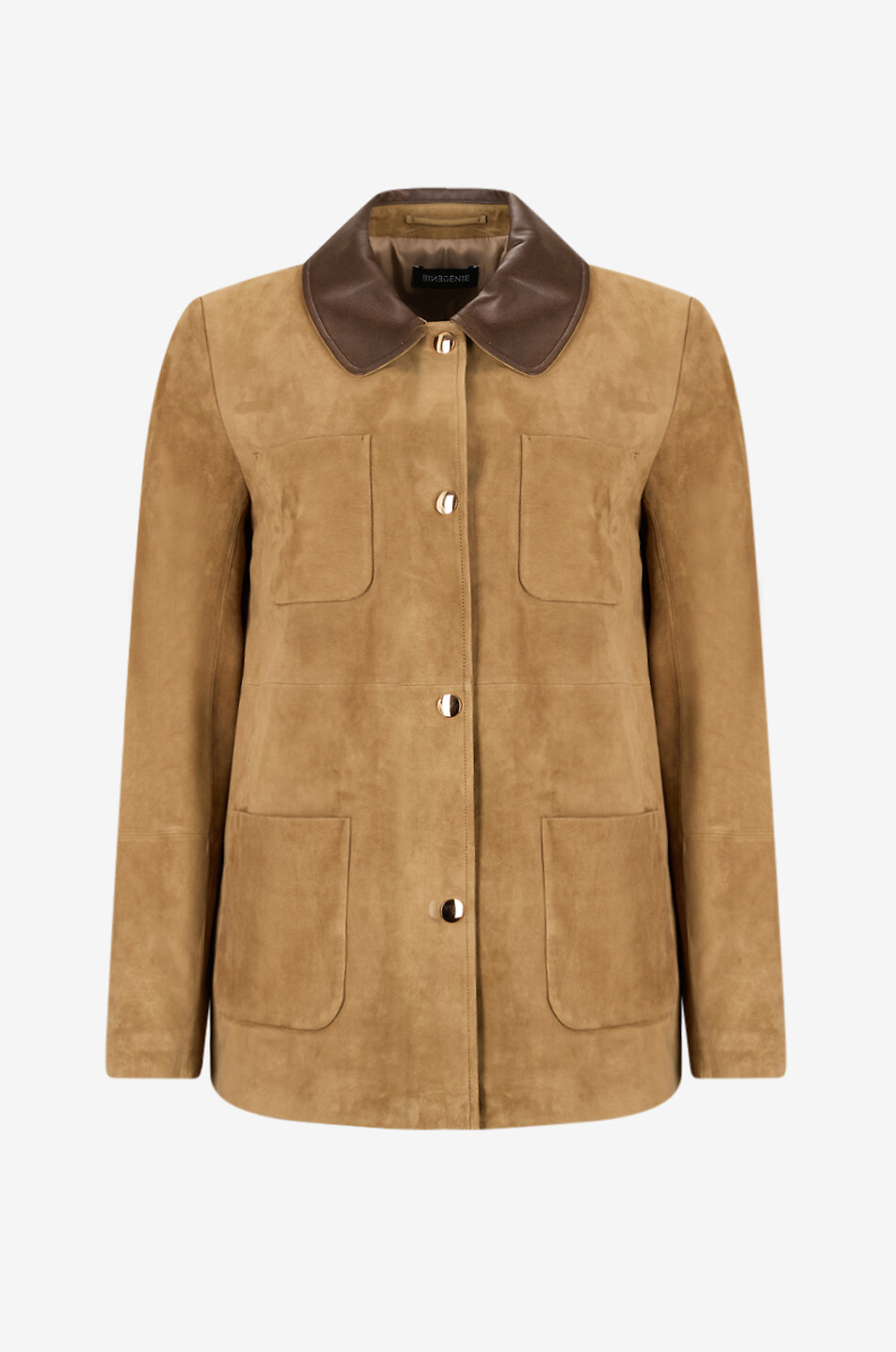 BONGENIE Halblange Wildlederjacke mit Hemdblusenkragen Bonnie Damen HELLBRAUN 1