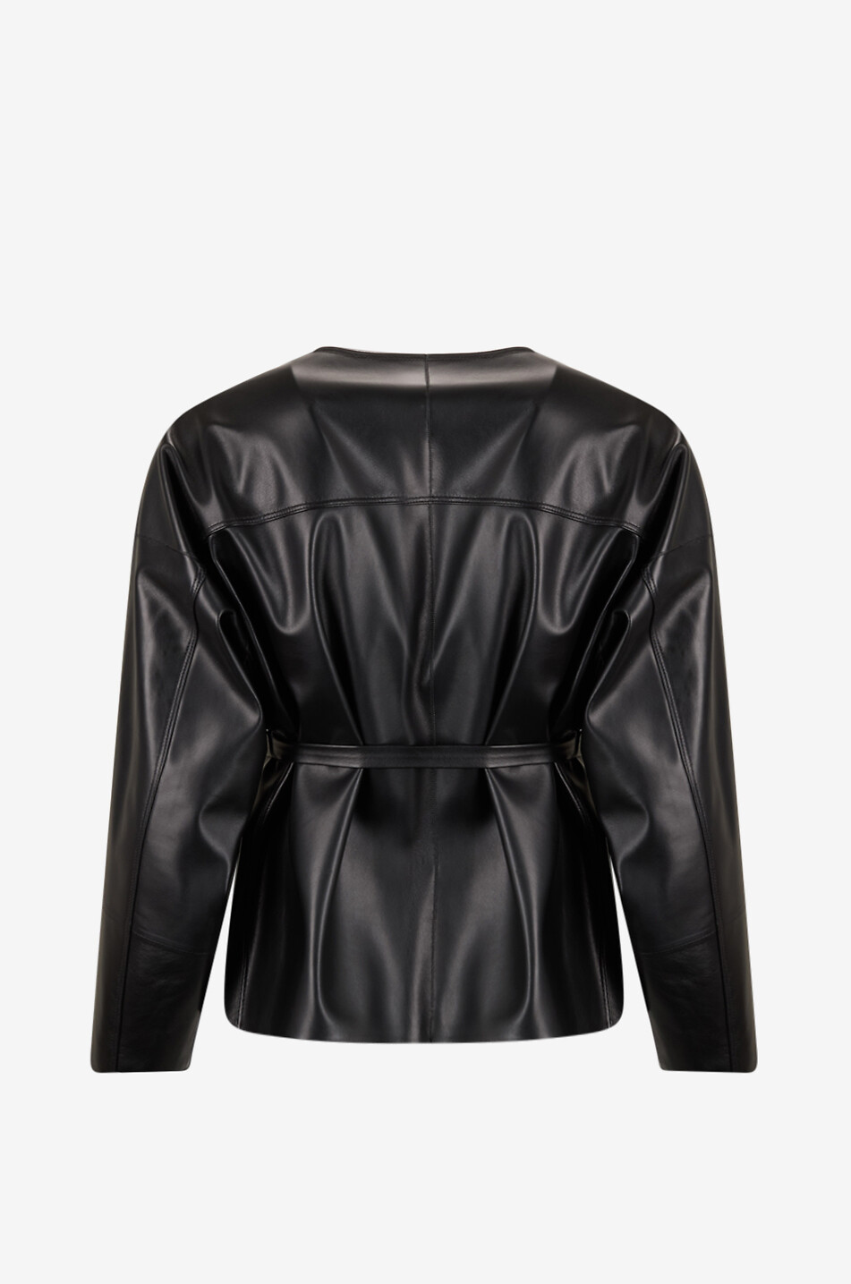 BONGÉNIE Veste courte en cuir nappa avec ceinture Carmen Femme NOIR 2