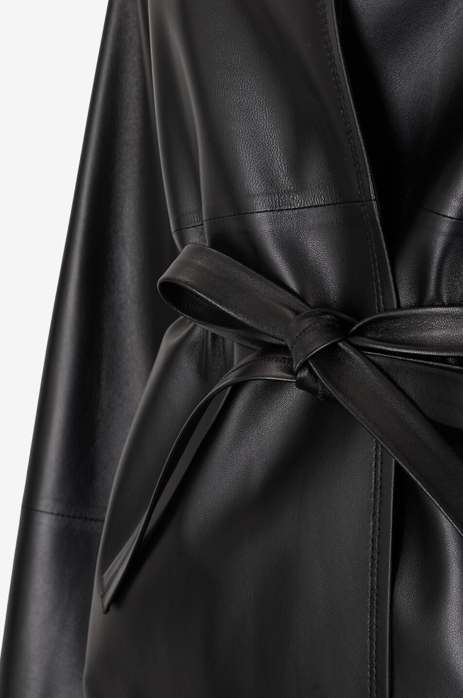 BONGÉNIE Veste courte en cuir nappa avec ceinture Carmen Femme NOIR 3