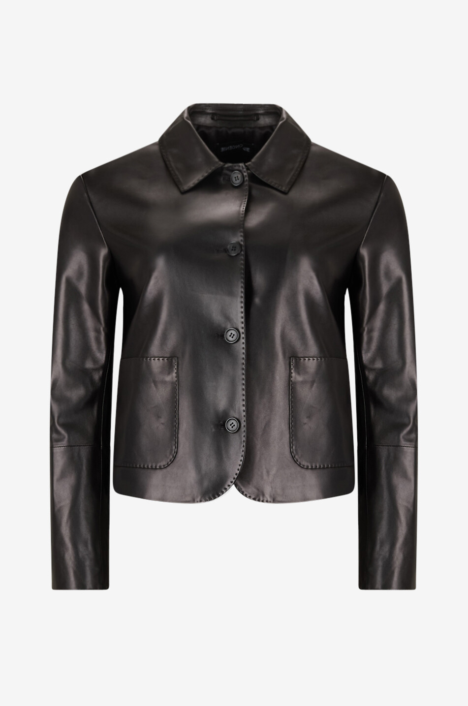 BONGÉNIE Veste chemise courte en cuir nappa Callie Femme NOIR 1