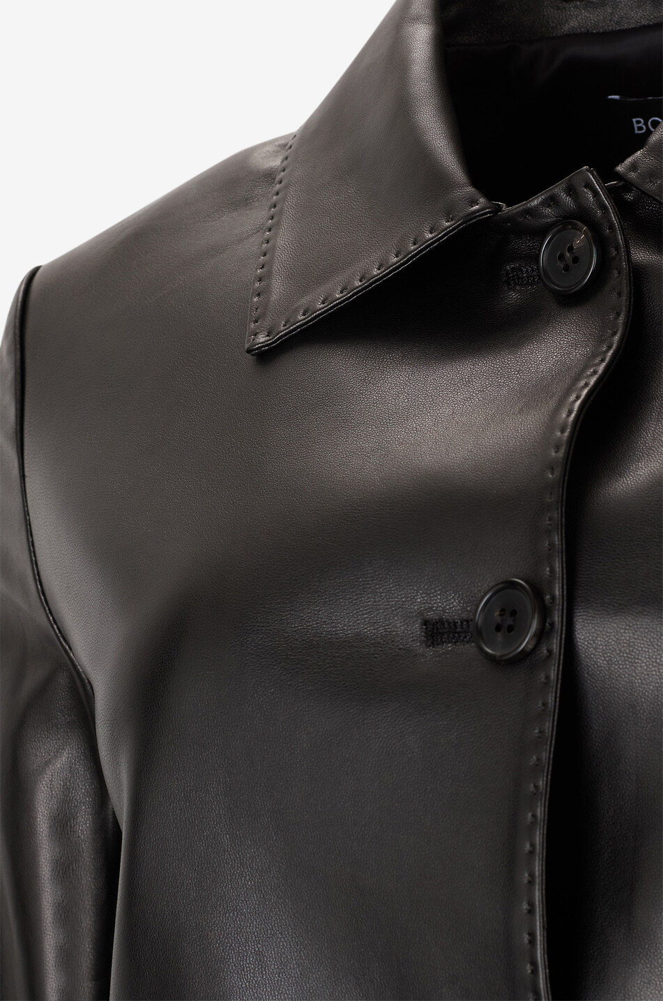 BONGÉNIE Veste chemise courte en cuir nappa Callie Femme NOIR 3