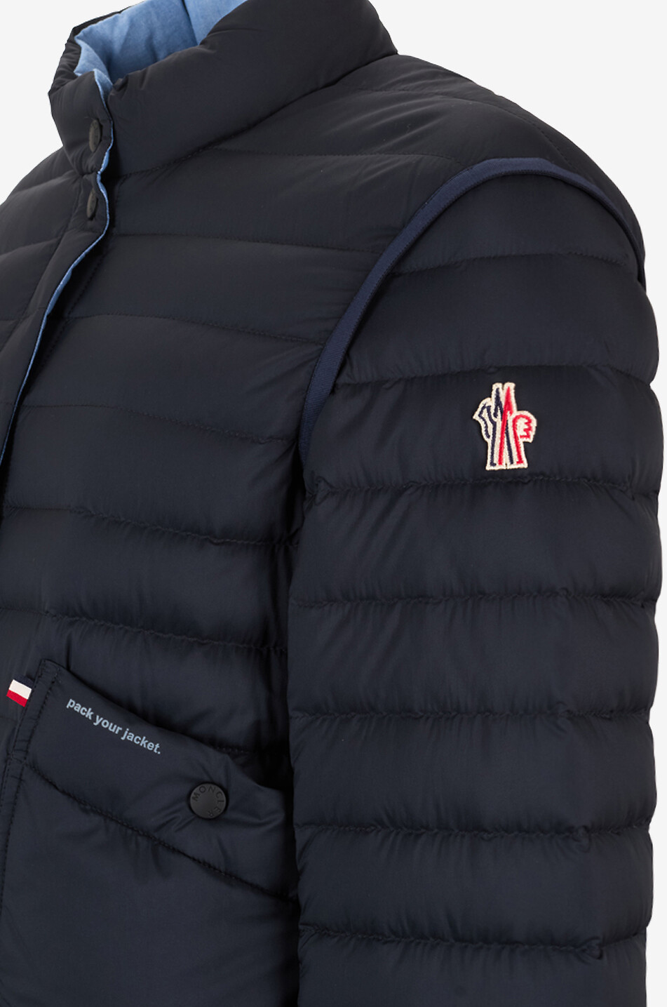 MONCLER GRENOBLE Kurze Daunenjacke mit Stehkragen aus technischem Material Madulains Damen BLAU 3