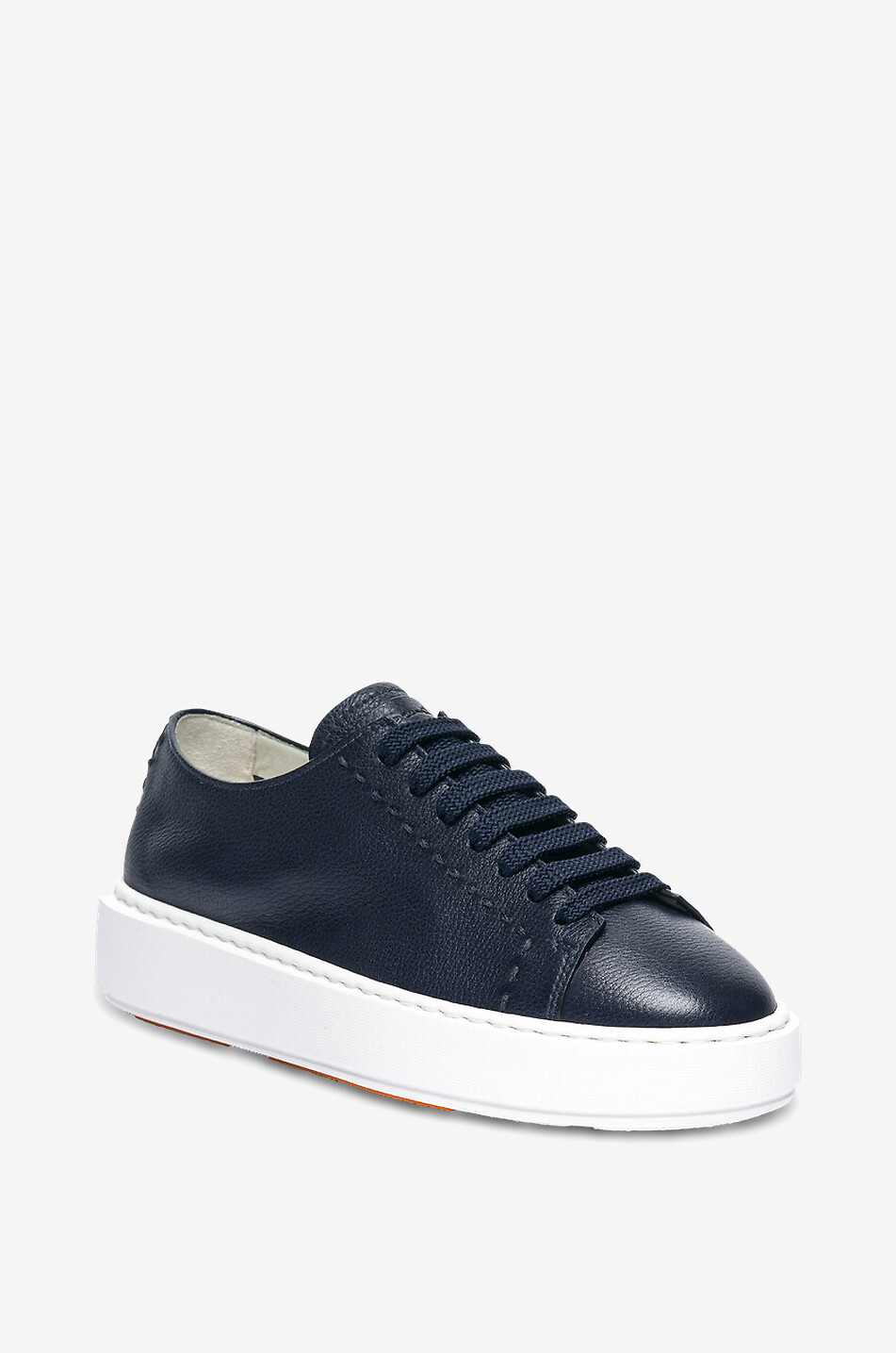 SANTONI Niedrige Schnürsneakers aus genarbtem Leder Clean-Row Damen DUNKELBLAU 1
