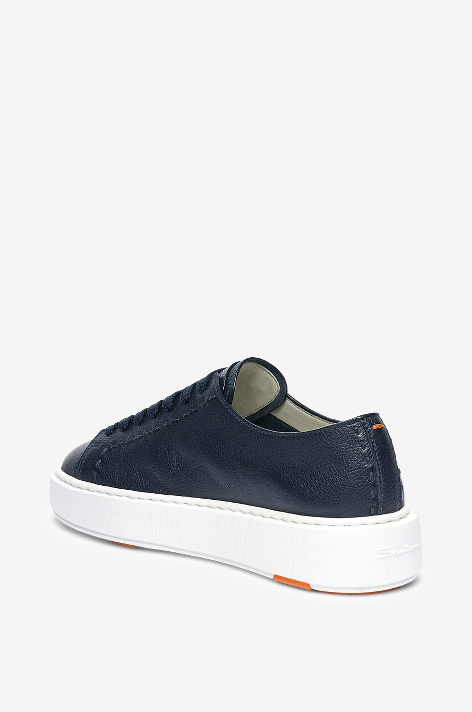 SANTONI Niedrige Schnürsneakers aus genarbtem Leder Clean-Row Damen DUNKELBLAU 6