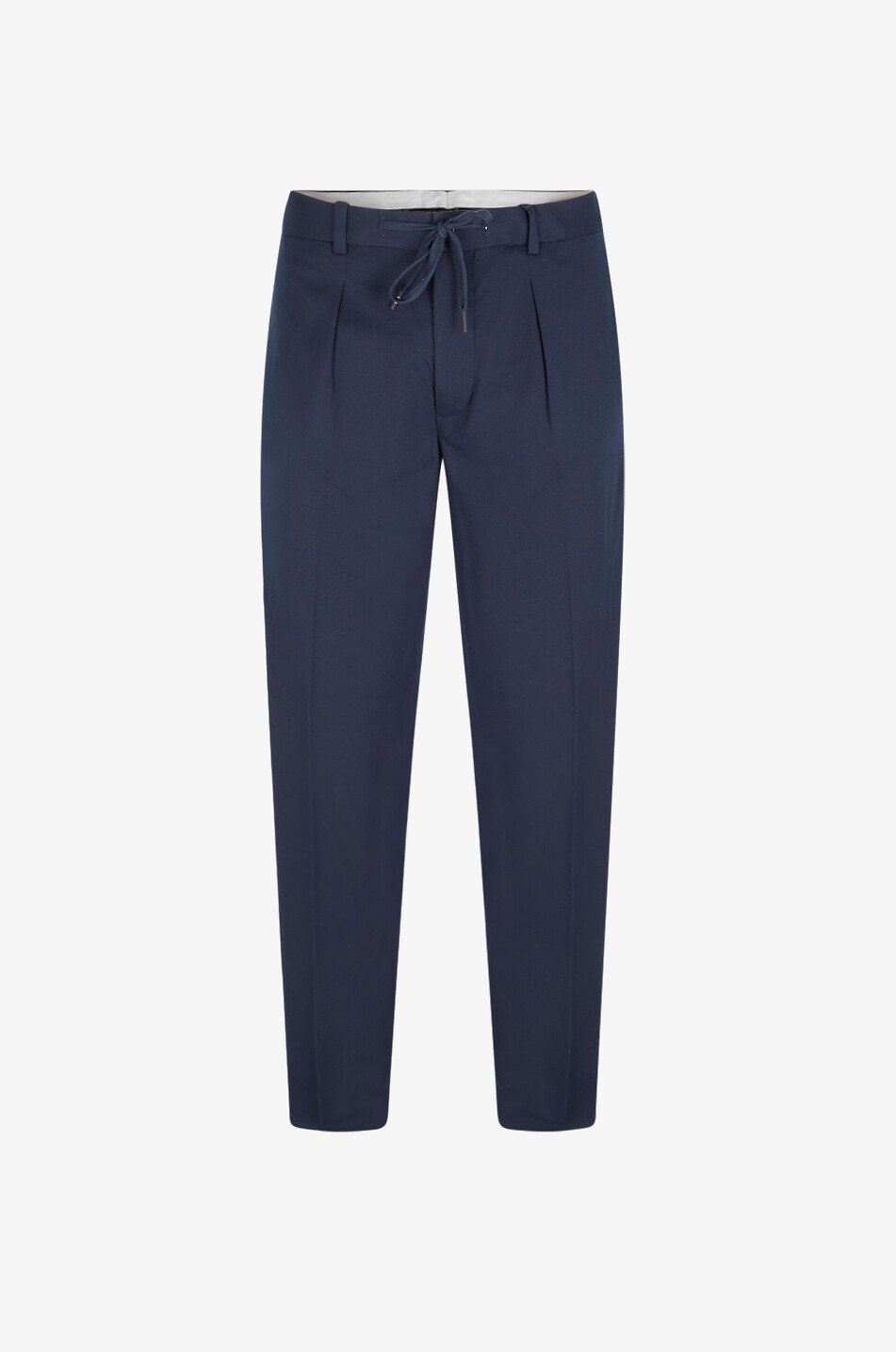 Pleated straight-leg trousers in cotton jersey