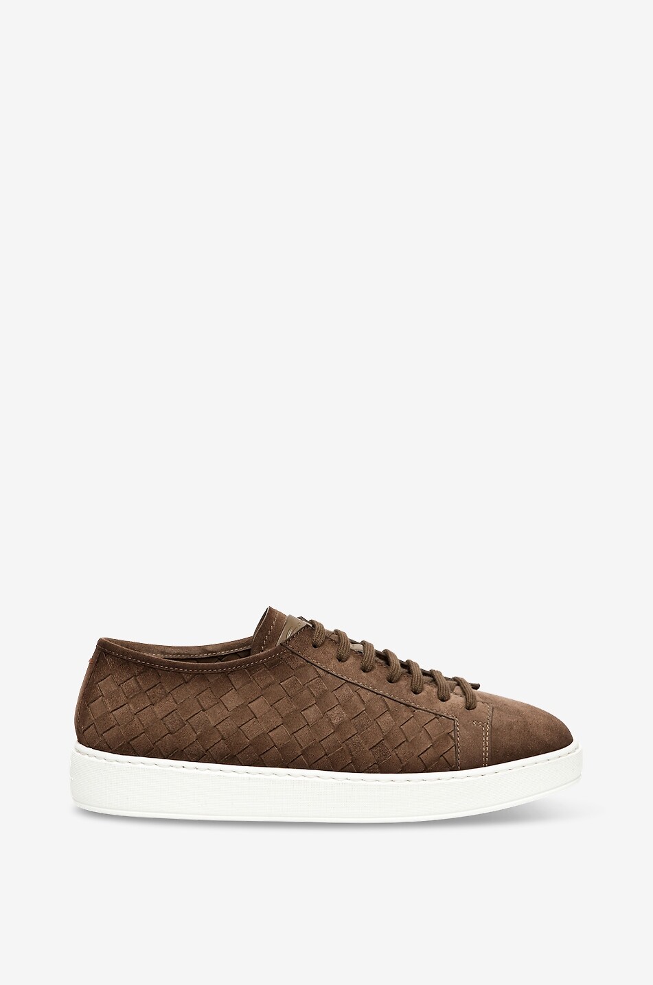 SANTONI Intrecci low-top lace-up sneakers in woven suede Men BROWN 2