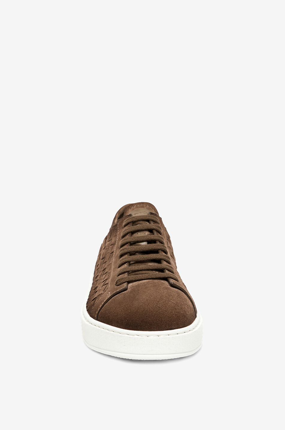 SANTONI Intrecci low-top lace-up sneakers in woven suede Men BROWN 3