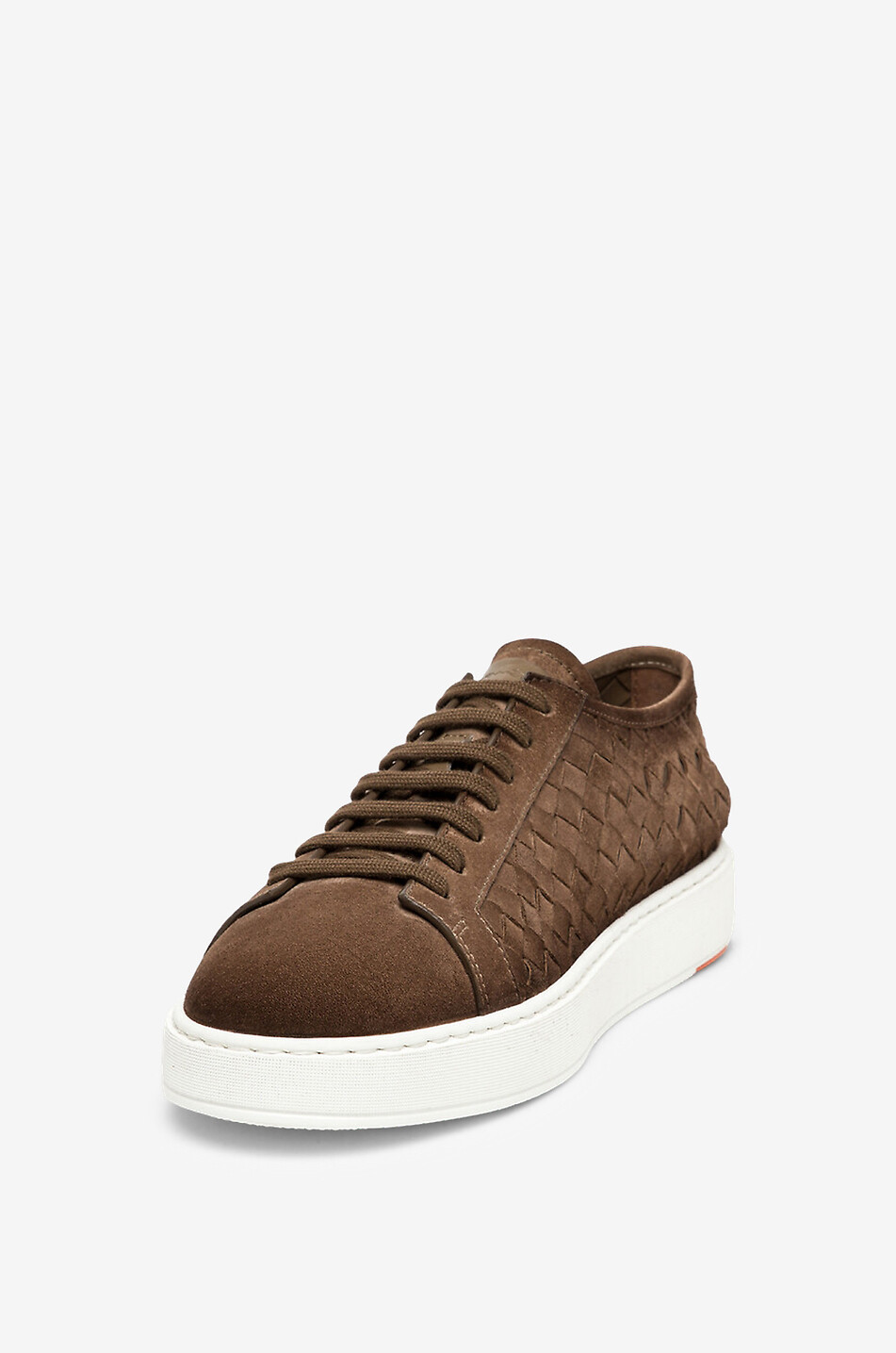 SANTONI Intrecci low-top lace-up sneakers in woven suede Men BROWN 4
