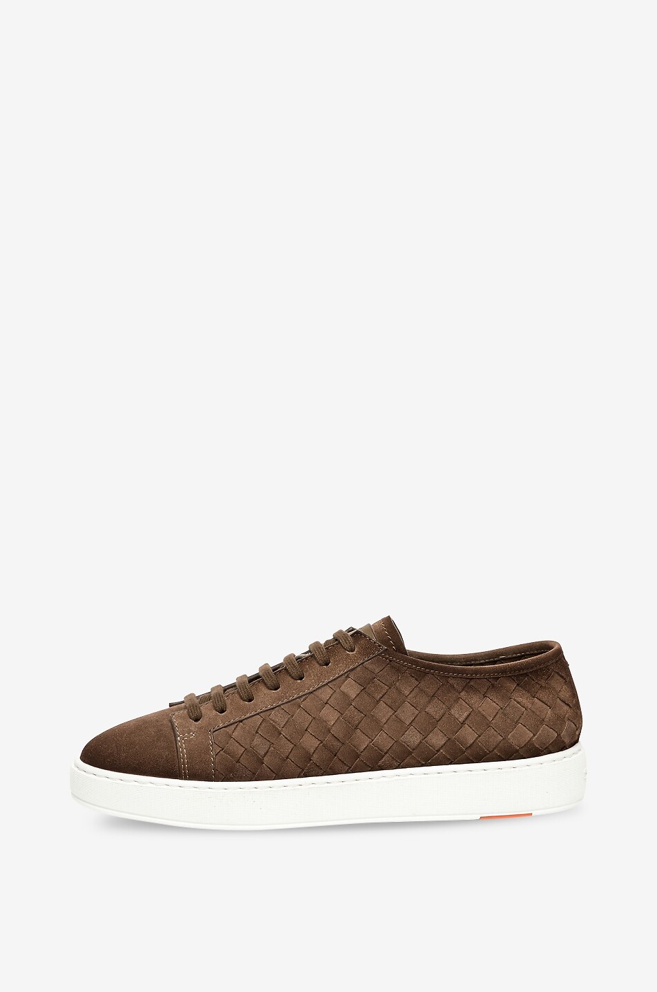 SANTONI Intrecci low-top lace-up sneakers in woven suede Men BROWN 5