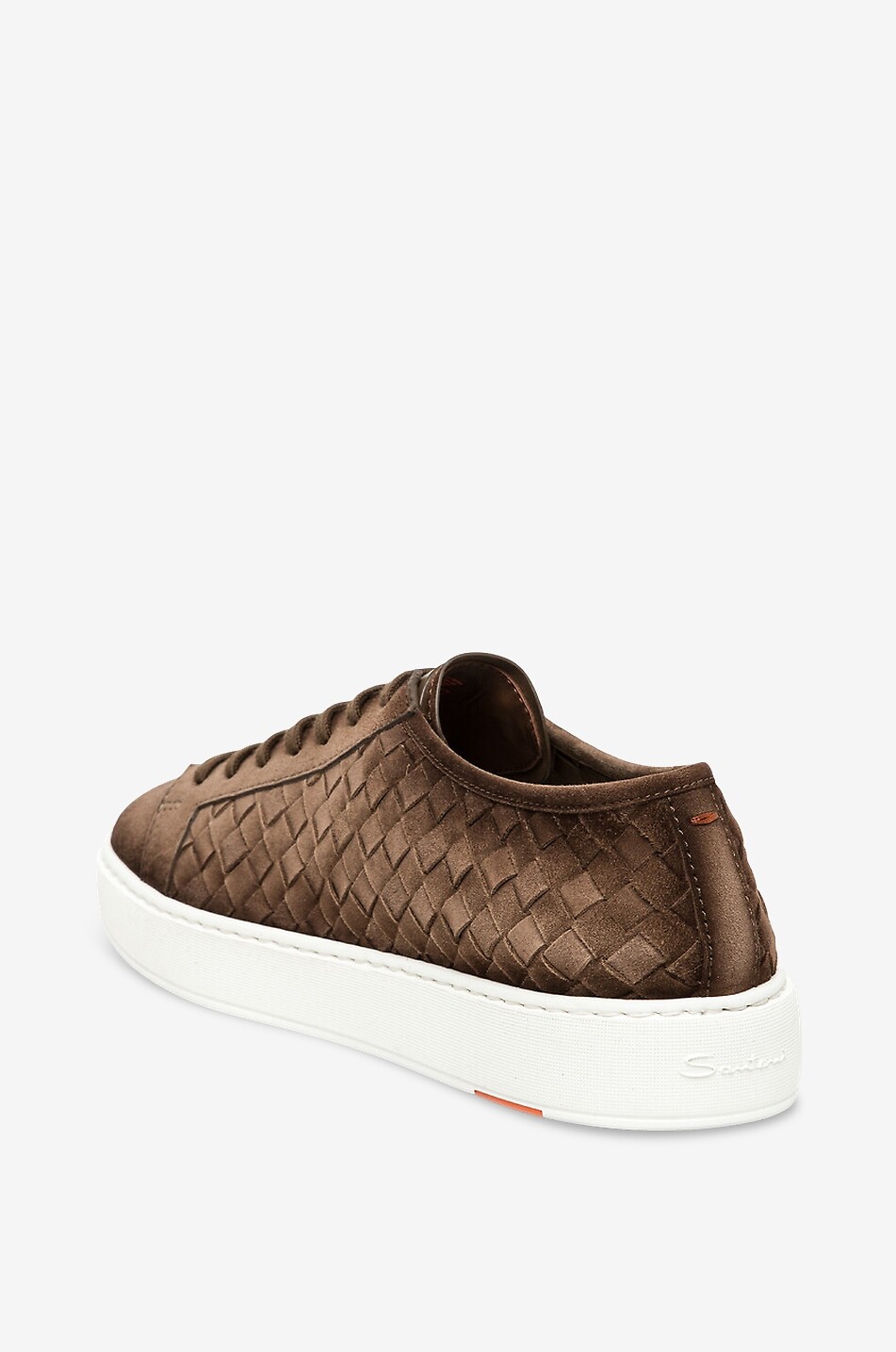 SANTONI Intrecci low-top lace-up sneakers in woven suede Men BROWN 6