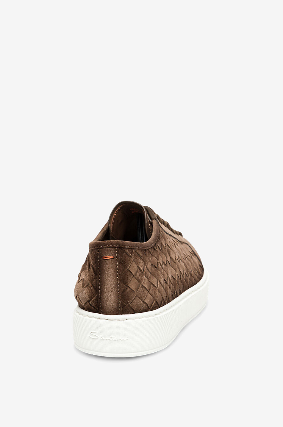 SANTONI Intrecci low-top lace-up sneakers in woven suede Men BROWN 7