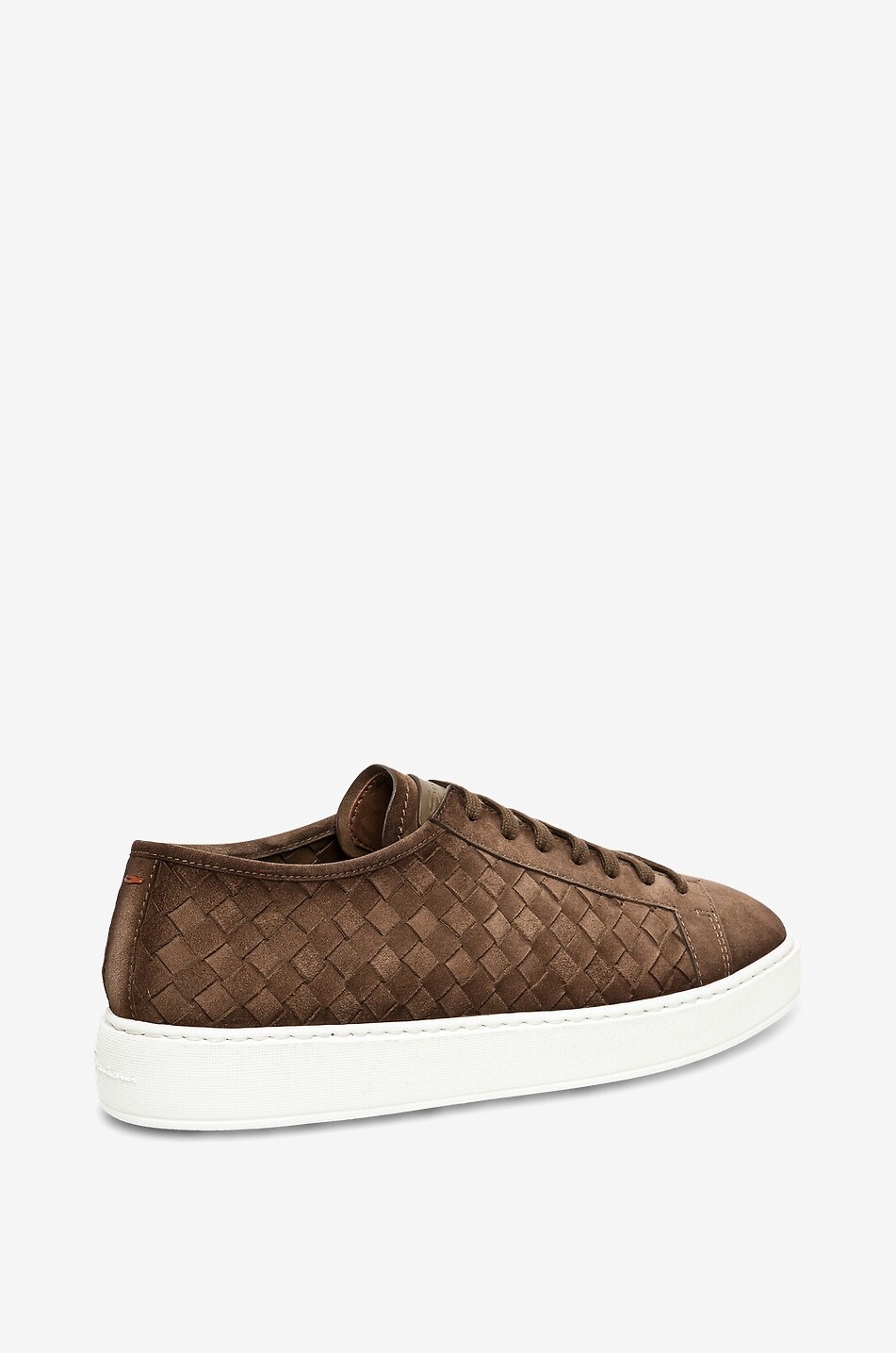 SANTONI Intrecci low-top lace-up sneakers in woven suede Men BROWN 8