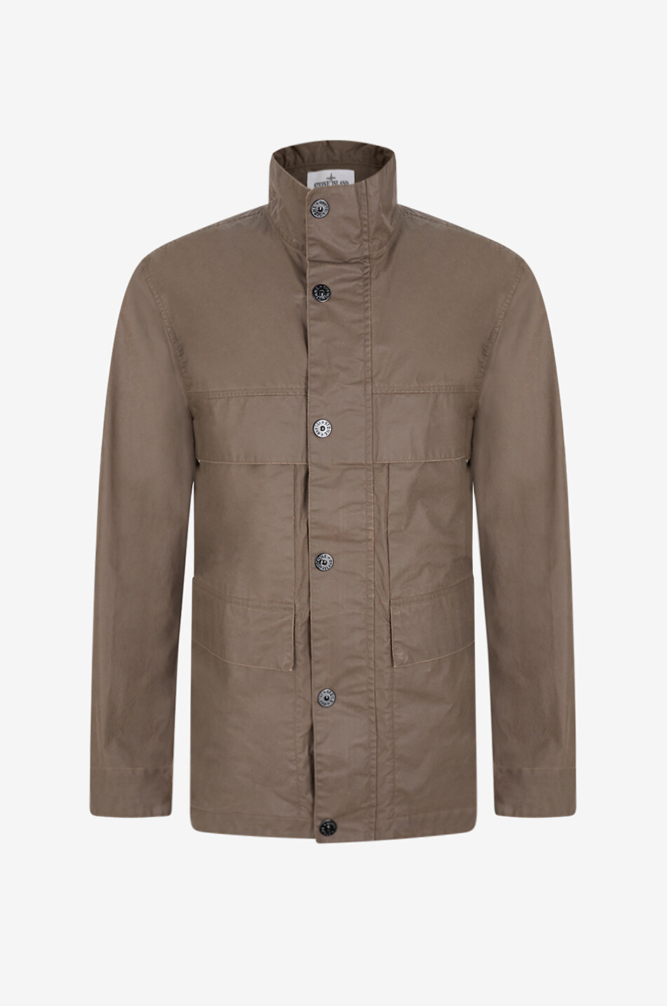 STONE ISLAND Short stand-up collar waxed canvas lightweight jacket Men BROWN 1