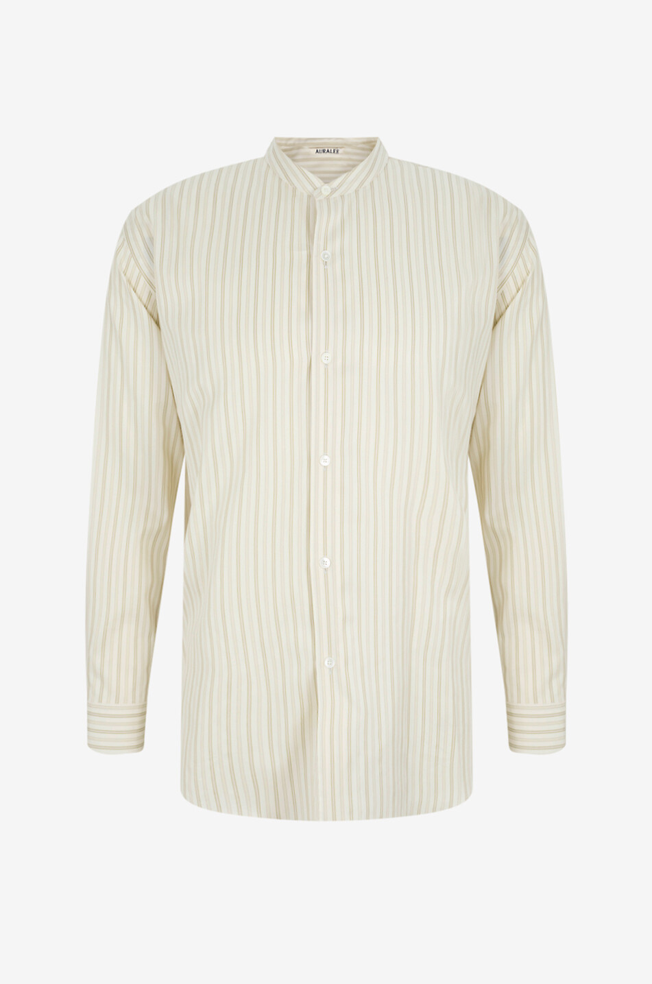 AURALEE Chemise à col mao rayée en coton et soie Homme BLANC CASSE 1