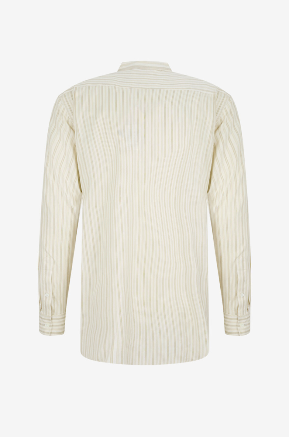 AURALEE Chemise à col mao rayée en coton et soie Homme BLANC CASSE 2