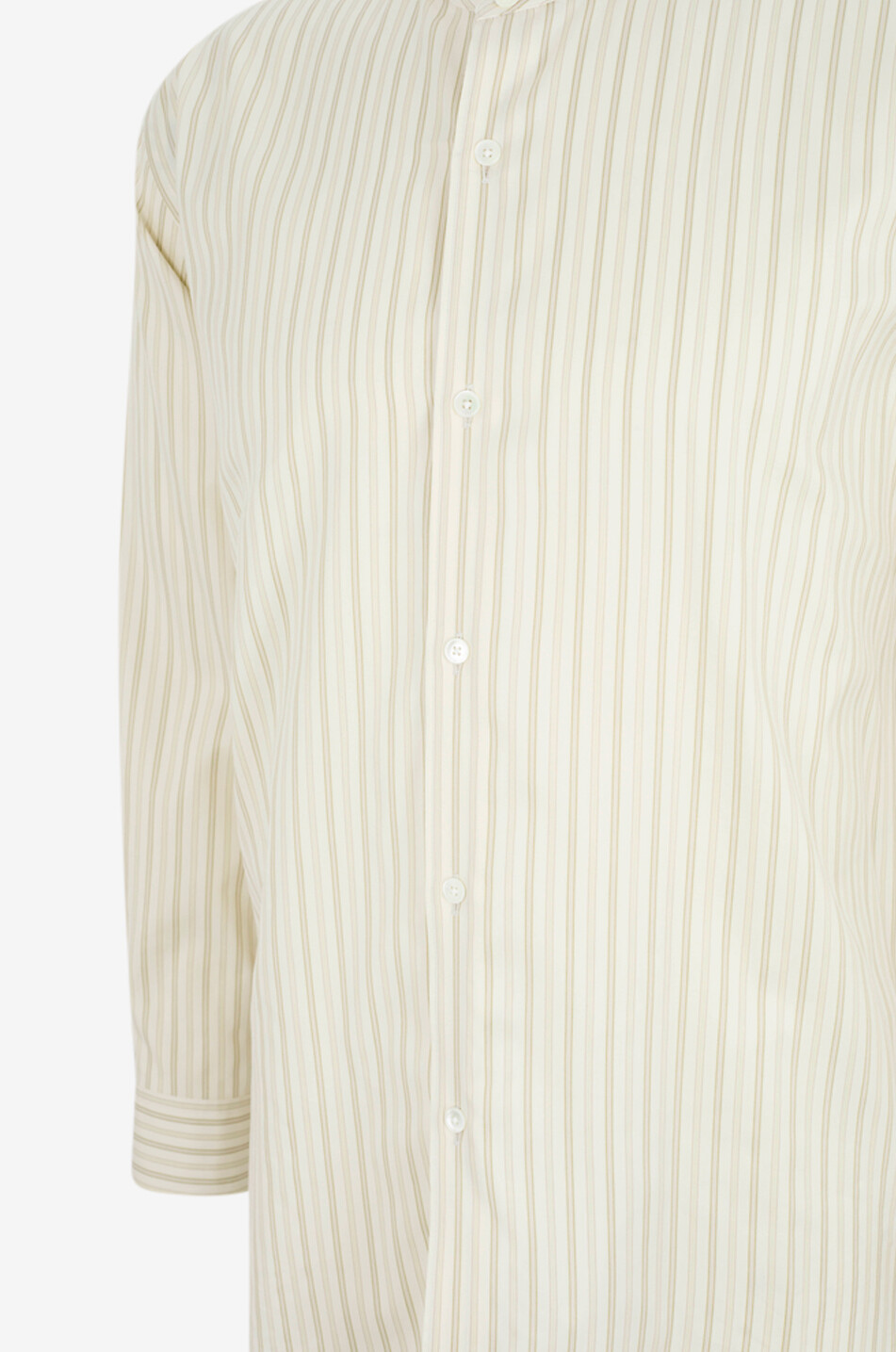 AURALEE Chemise à col mao rayée en coton et soie Homme BLANC CASSE 3