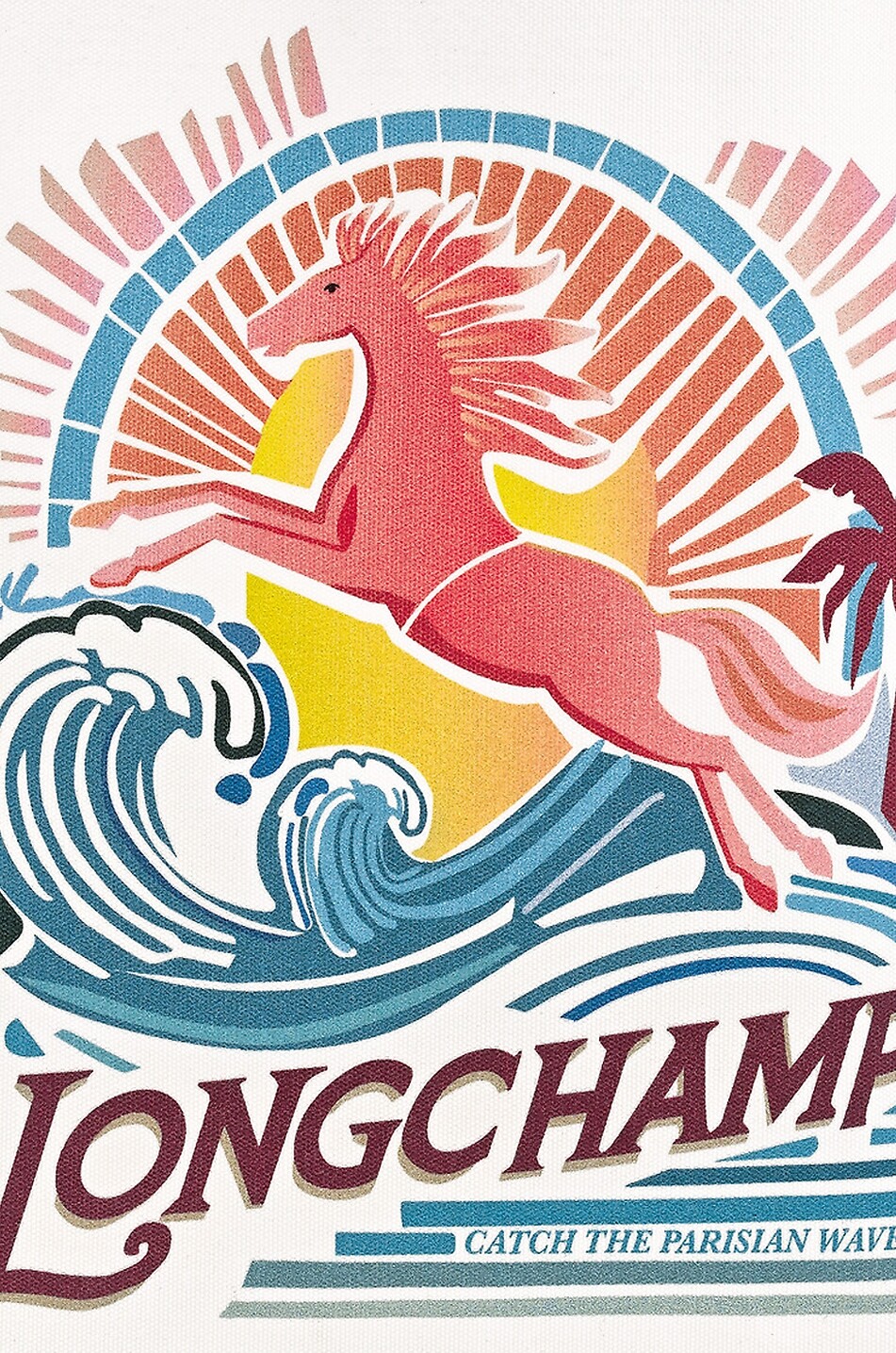 LONGCHAMP Shopper aus Baumwollmischung mit Print Le Pliage Surf Damen BUNT 6