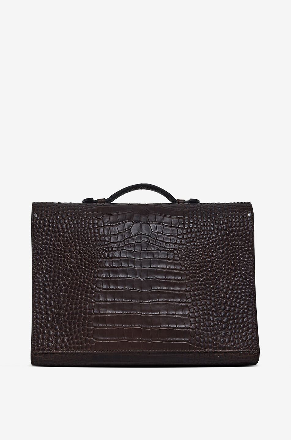 F. HAMMANN Crocodile-effect leather document holder Men DARK BROWN 3