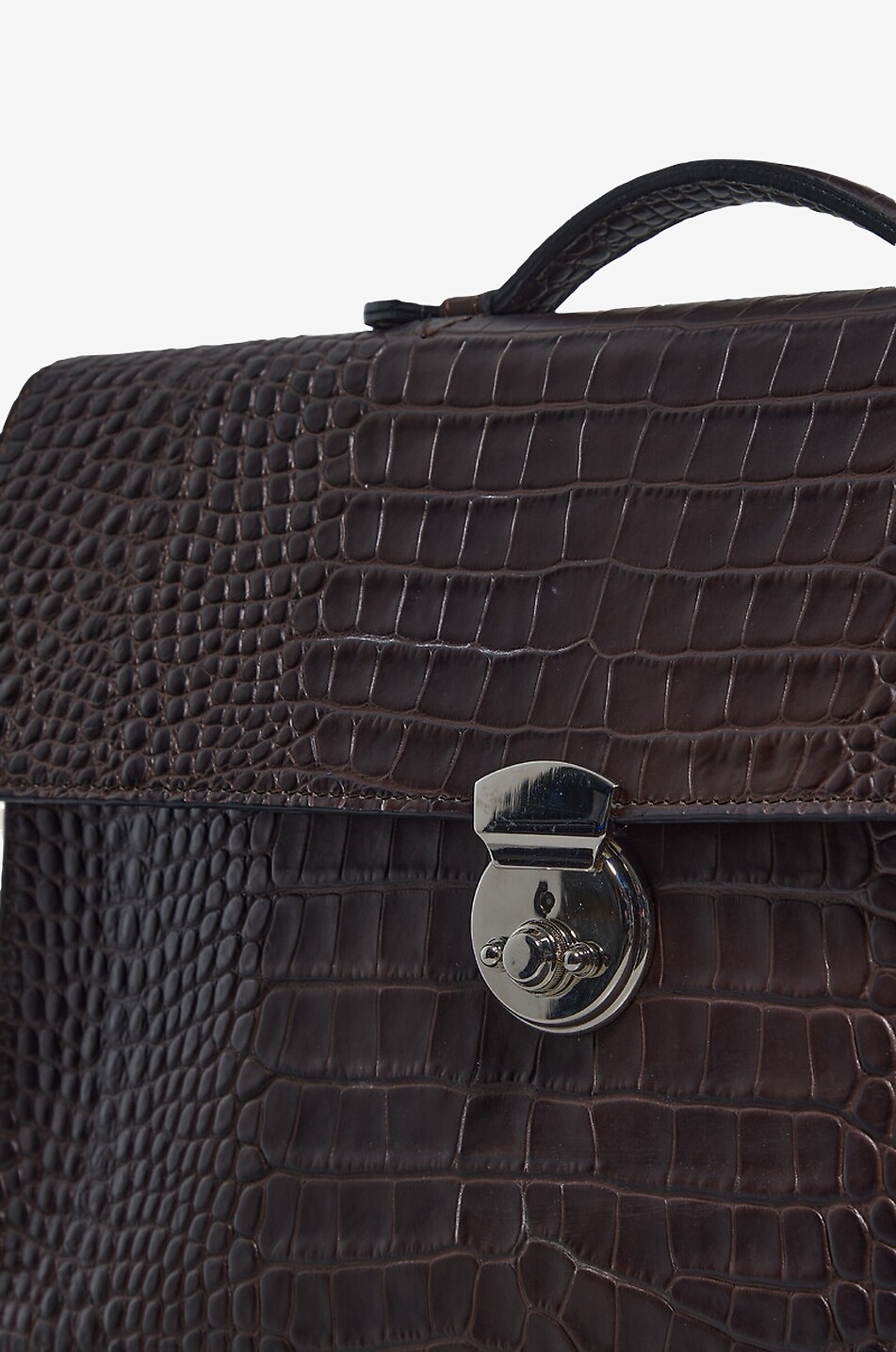 F. HAMMANN Crocodile-effect leather document holder Men DARK BROWN 5