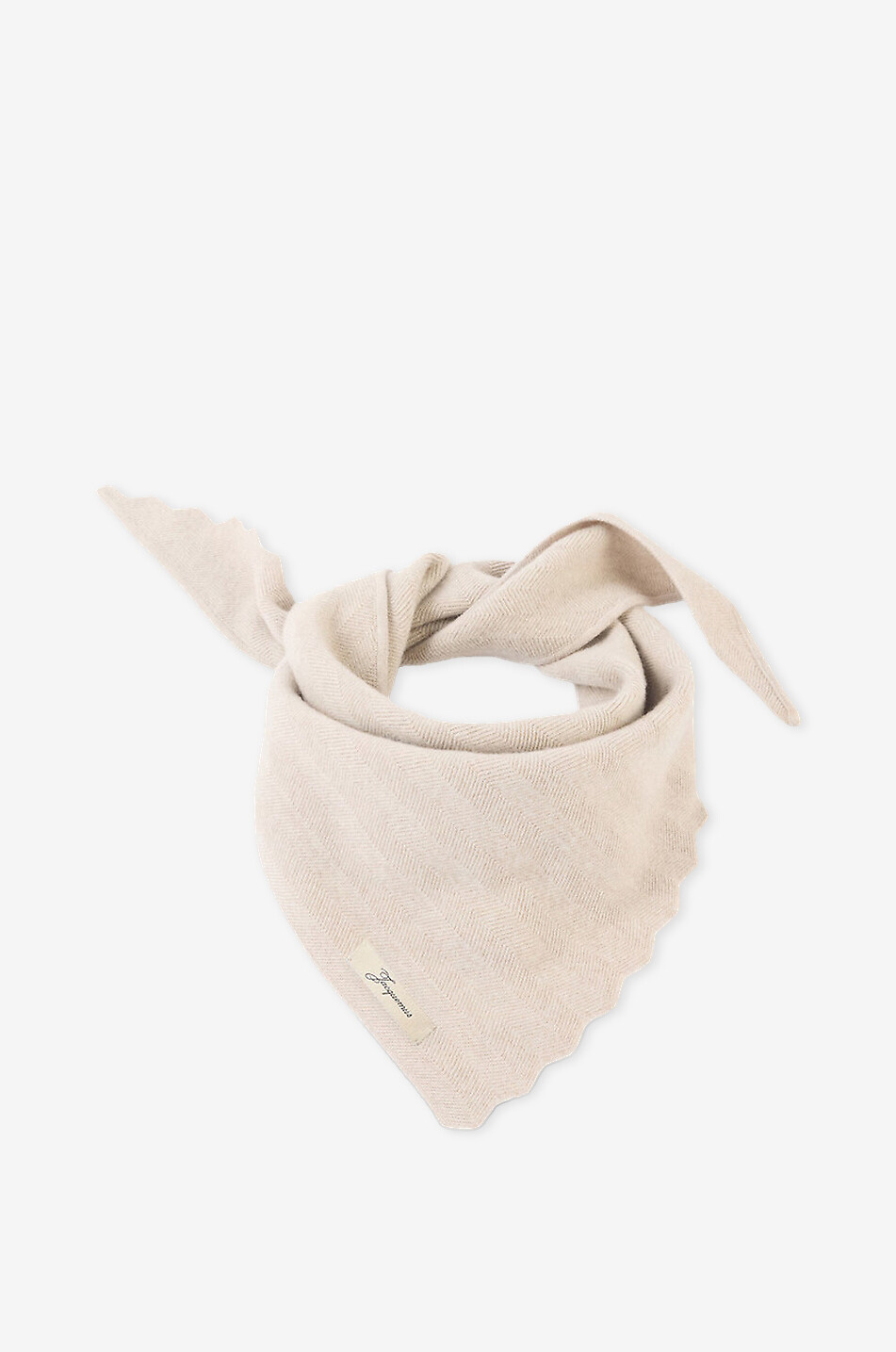 JACQUEMUS Châle triangulaire en laine vierge et cachemire Le Châle Chevron Homme Beige clair 1