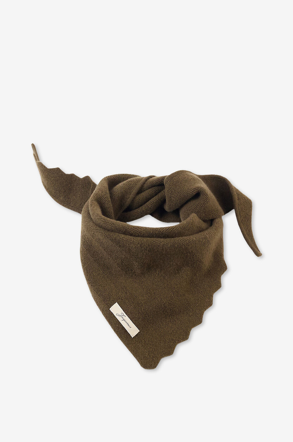 JACQUEMUS Châle triangulaire en laine vierge et cachemire Le Châle Chevron Homme KAKI 1