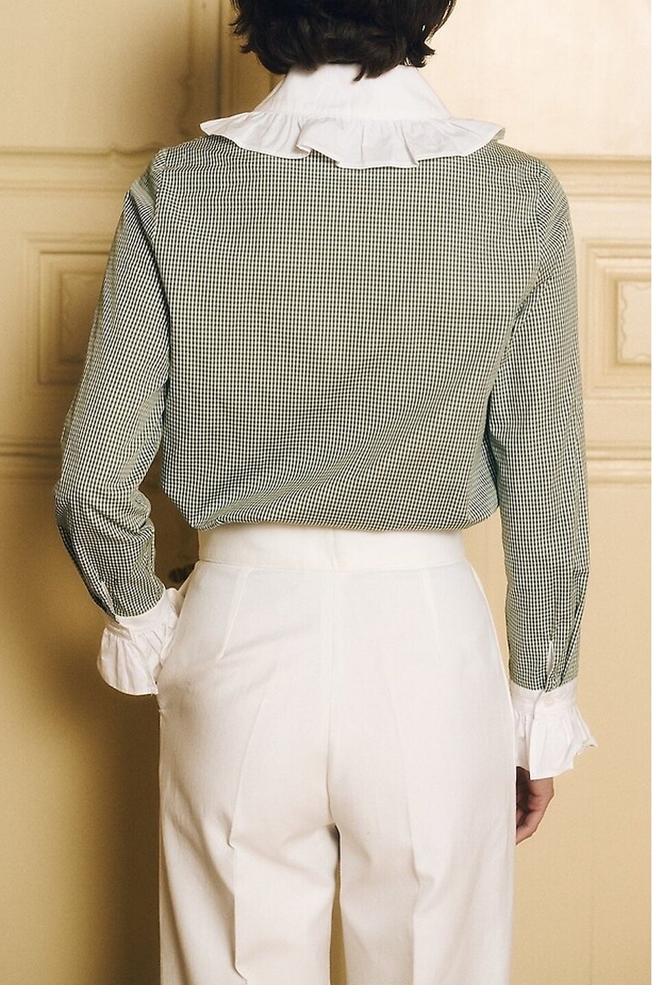 MARIA DE LA ORDEN Chemise à col claudine à carreaux en coton Boissiere Femme VERT 6