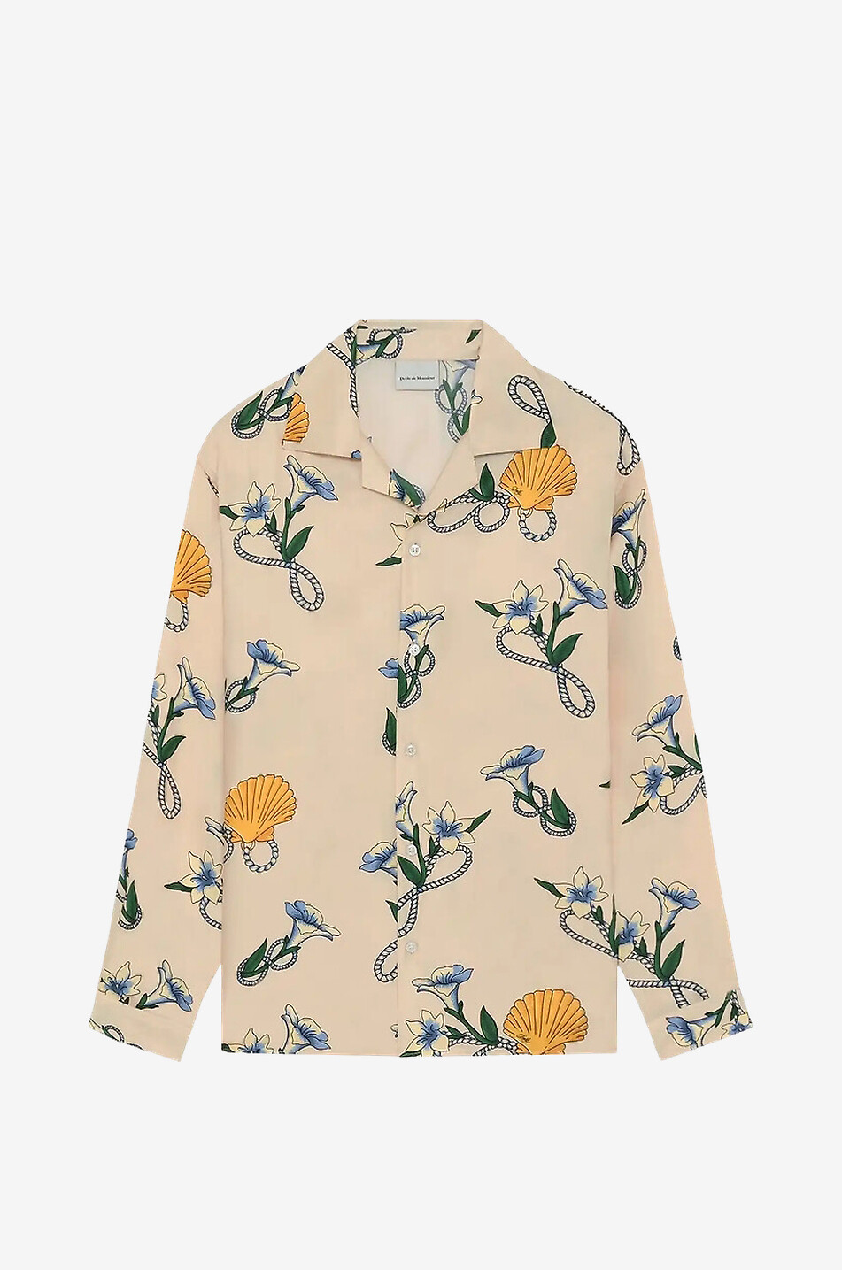 Shell printed silk long-sleeved shirt
