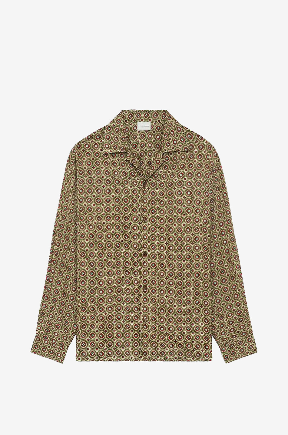 DROLE DE MONSIEUR Geometric printed long-sleeved twill shirt Men KHAKI 1