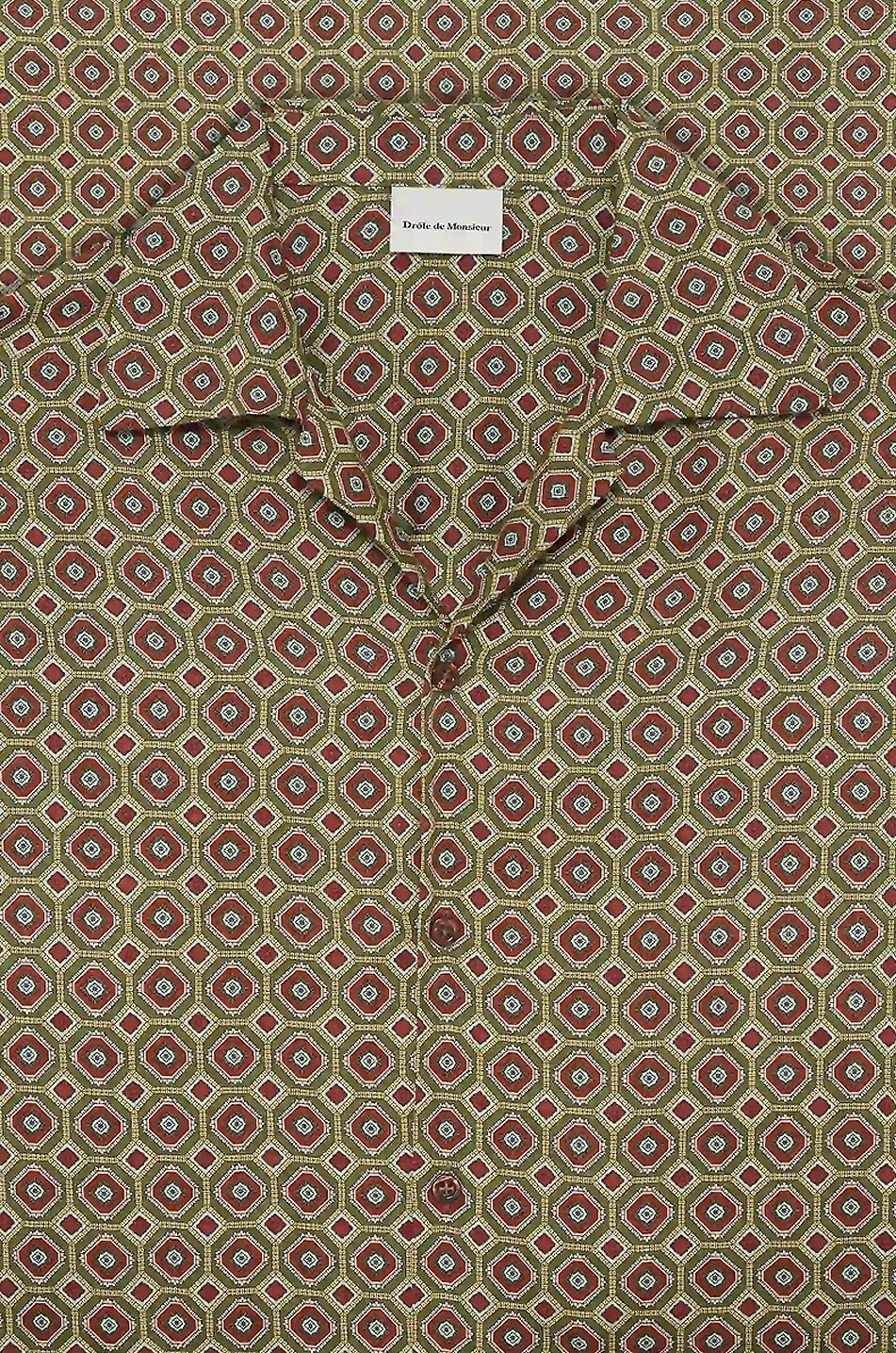 DROLE DE MONSIEUR Geometric printed long-sleeved twill shirt Men KHAKI 2