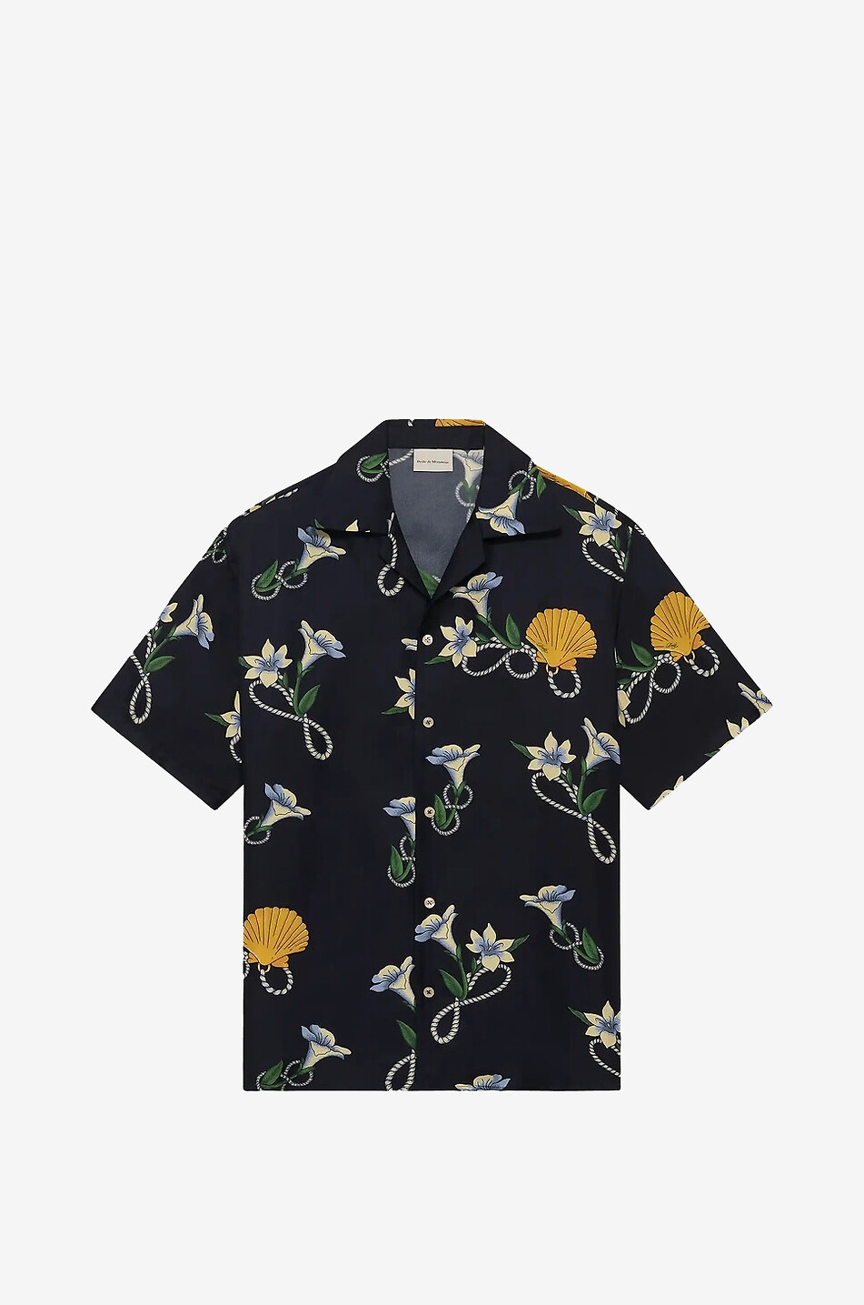Shell short-sleeved silk shirt