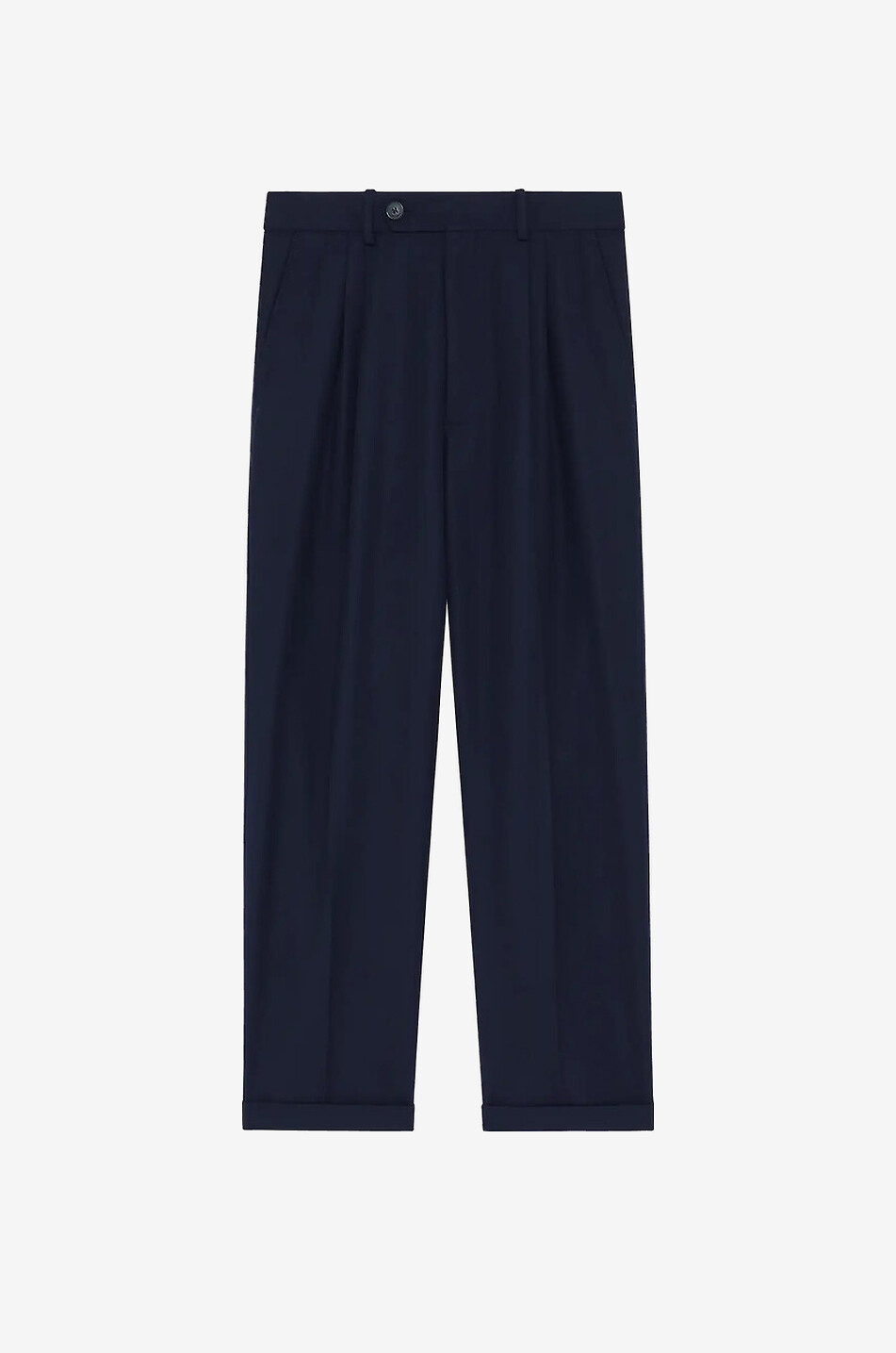 Pleated straight-leg trousers in blended virgin wool