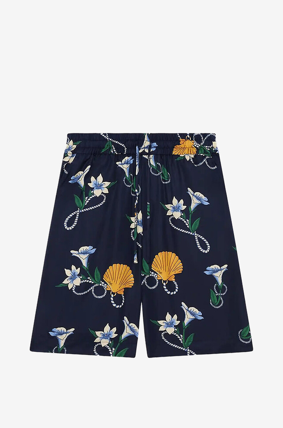 Shell printed silk twill Bermuda shorts