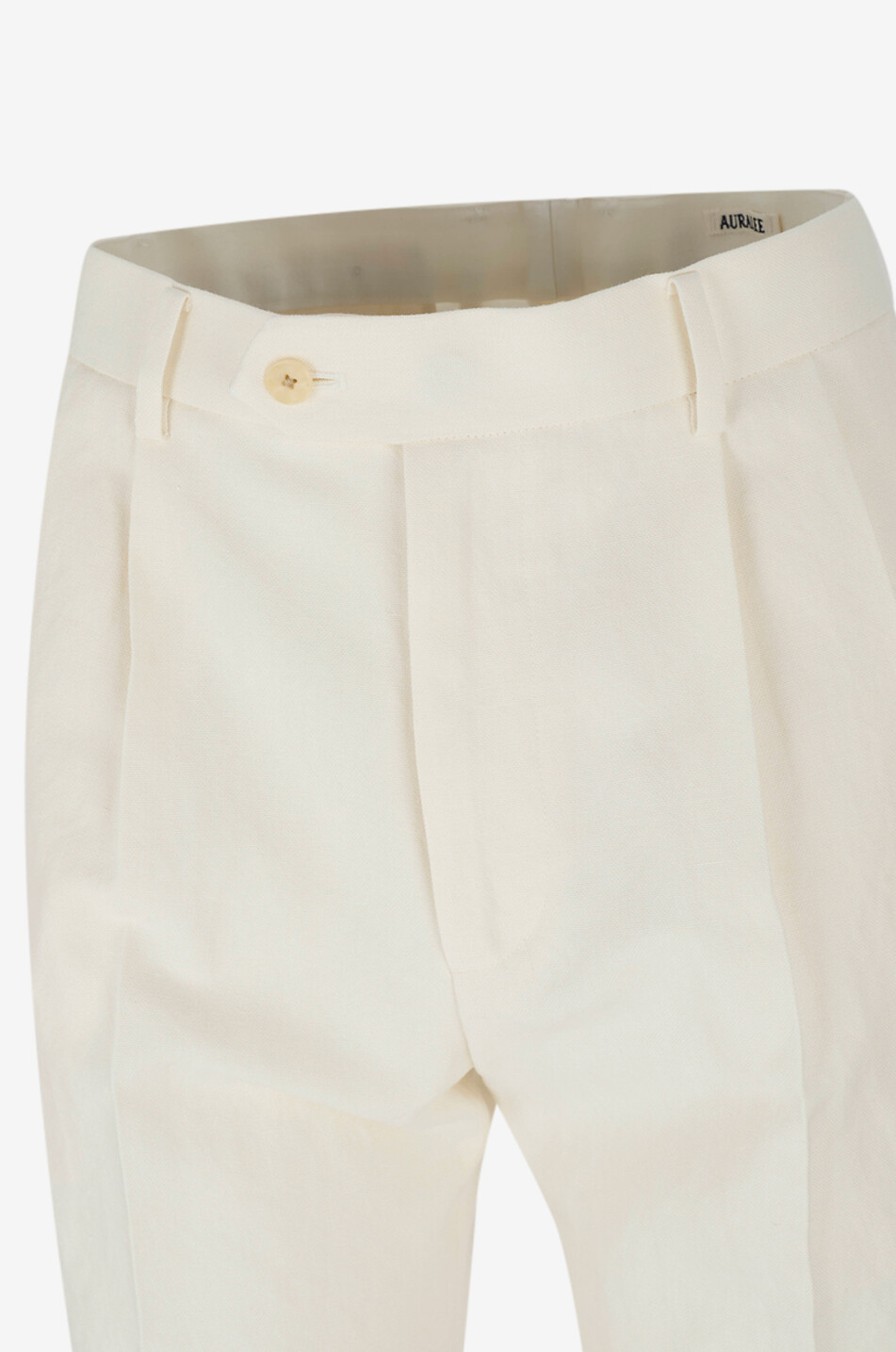AURALEE Pleated bermuda shorts in wool cotton and linen Men EGGSHELL 3