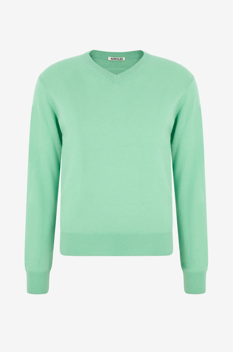 AURALEE V-neck cashmere and silk jumper Men GREEN 1