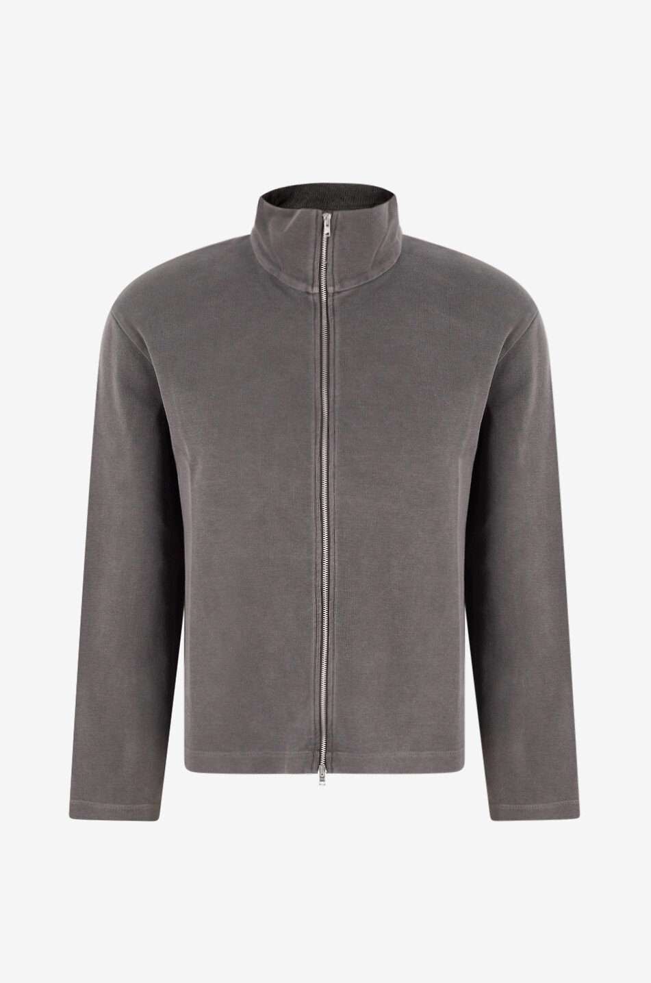 Shrunken cotton high-neck cardigan