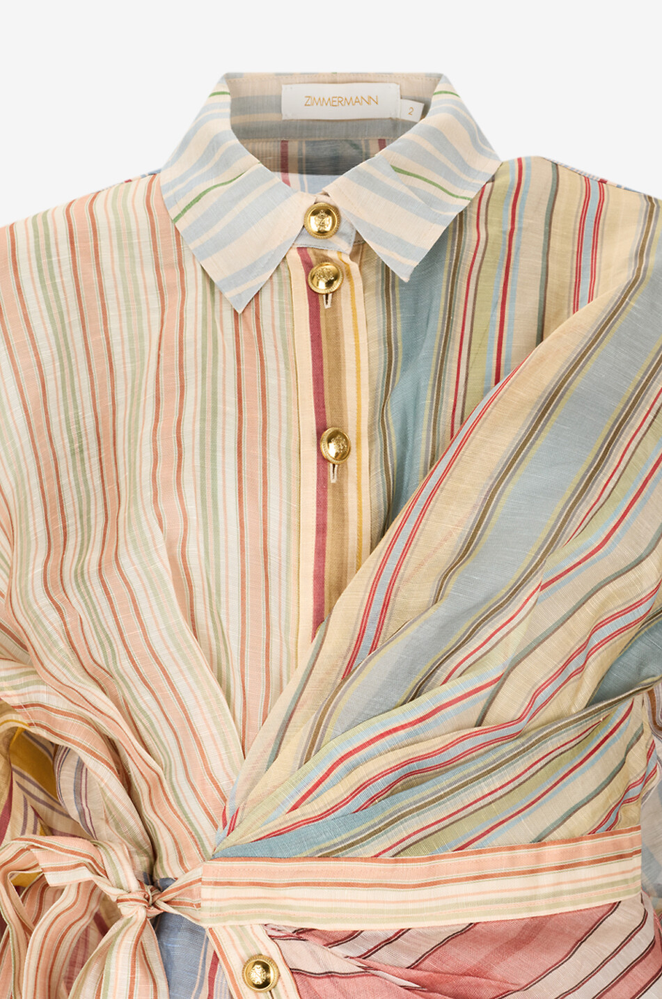 ZIMMERMANN Rebellion striped linen and silk midi shirt dress Women MULTI COLOURED 6