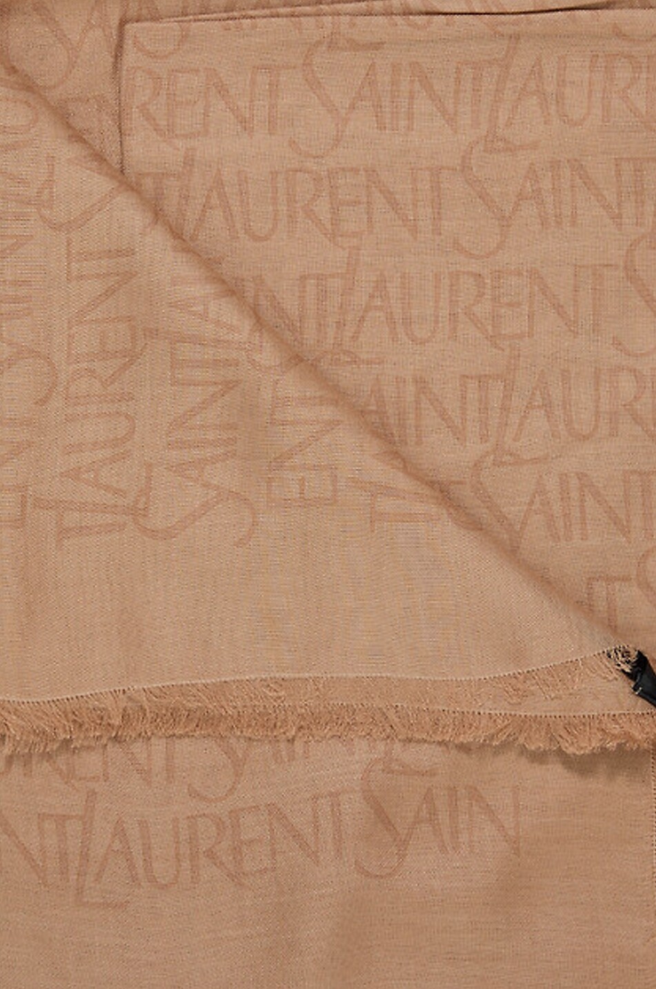 SAINT LAURENT PARIS Foulard carré à logo en cachemire mélangé Saint Laurent Femme Beige Foncé 2