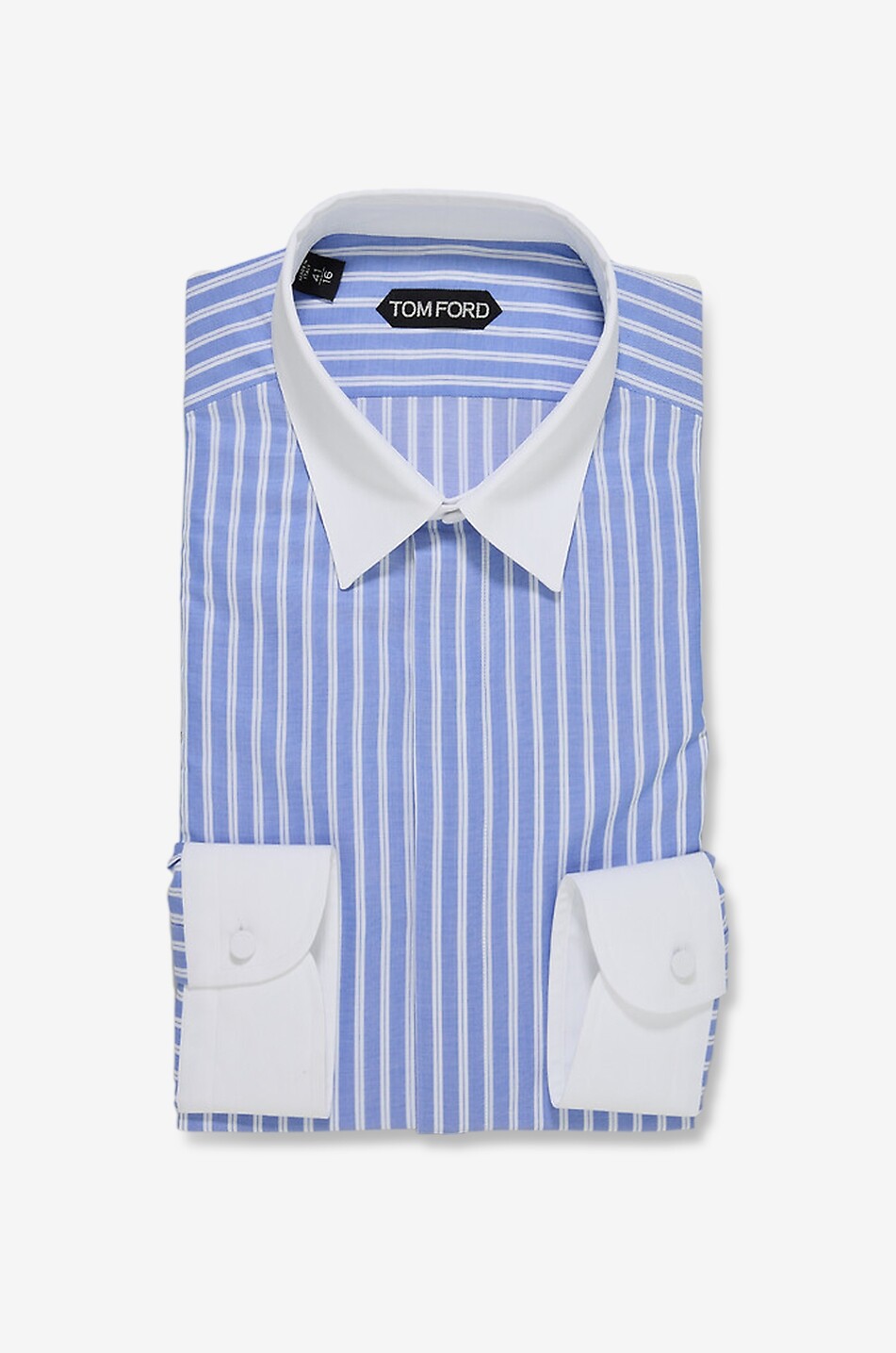 Chemise classique à larges rayures et poignets contrastés