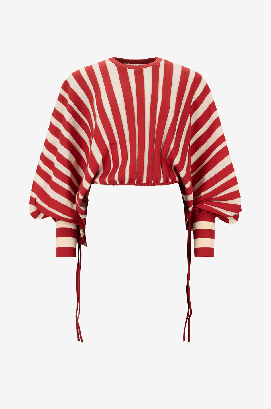 ZIMMERMANN Bauchfreier gestreifter Pullover mit Puffärmeln Rebellion Damen ROT 1