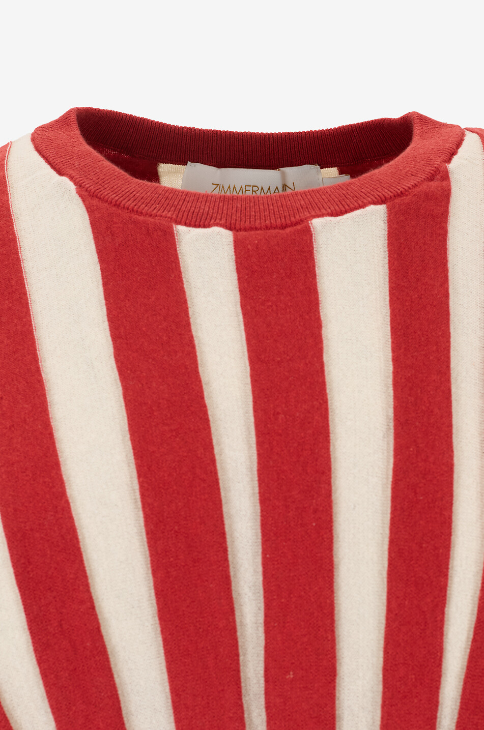 ZIMMERMANN Bauchfreier gestreifter Pullover mit Puffärmeln Rebellion Damen ROT 4