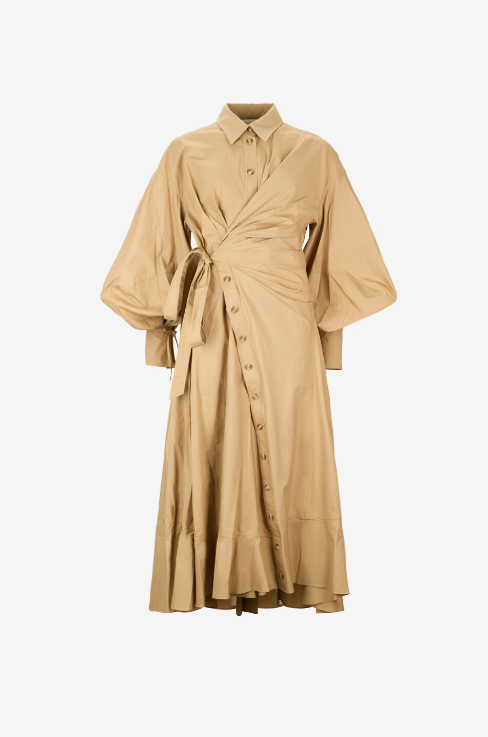 ZIMMERMANN Rebellion draped poplin midi shirt dress Women BEIGE 1