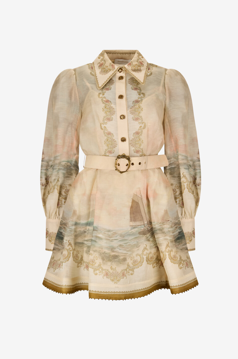 ZIMMERMANN Marine Rebellion Sunset silk and linen mini shirt dress Women BEIGE 1