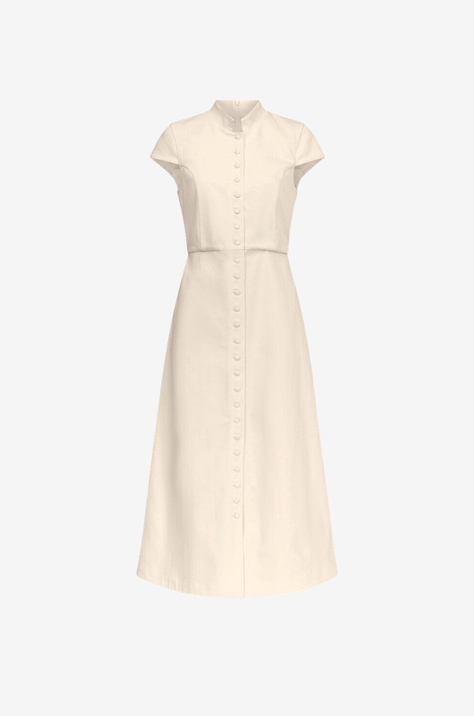 Amoako cotton midi fitted dress with mandarin collar